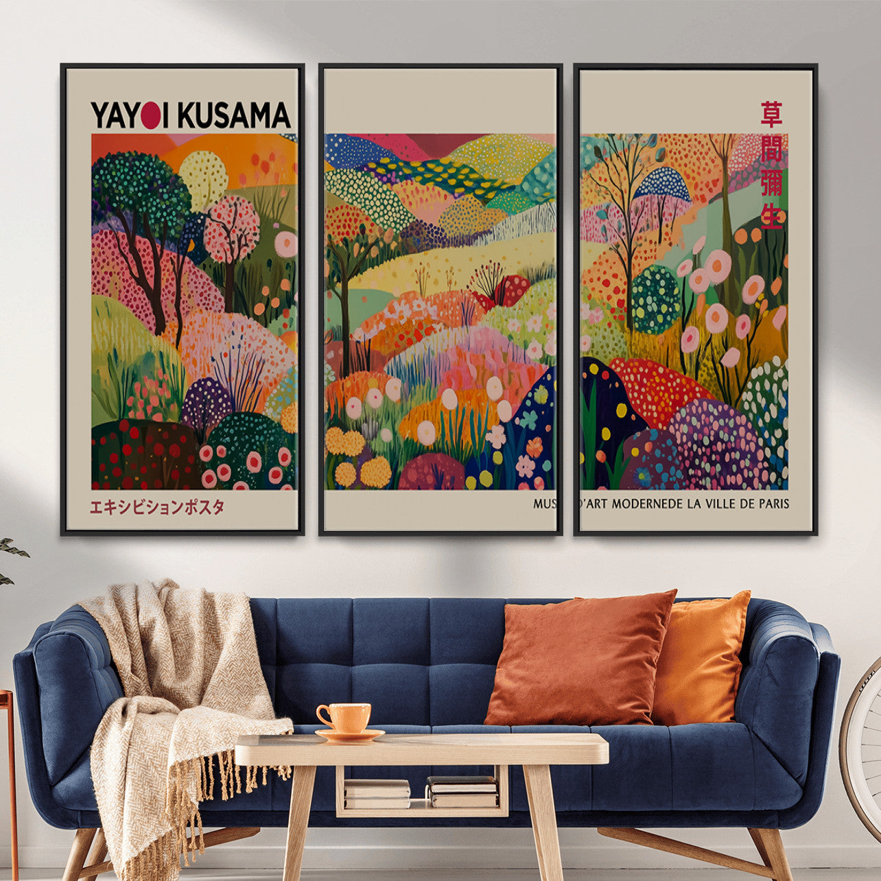 98921-MGV-CV-36X24 - Framed Yayoi Kusama 1986 Wall Art Print – Japanese Wall Art Print, Wabi Sabi Yayoi Kusama Print