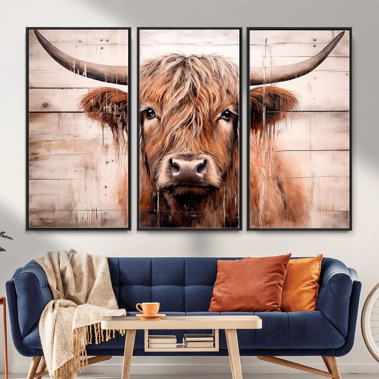 93730-MGV-CV-36X24 - Vintage Scottish Highland Cow Cattle Art Print Farmhouse Wall Art Canvas Print