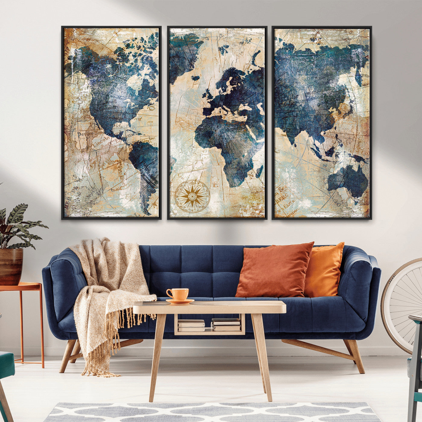 84561-MGV-CV-36X24-Push Pin World Map Canvas Print – Framed Wall Art for Couples, Travel Tracker Map, Anniversary Gift for Home Decor