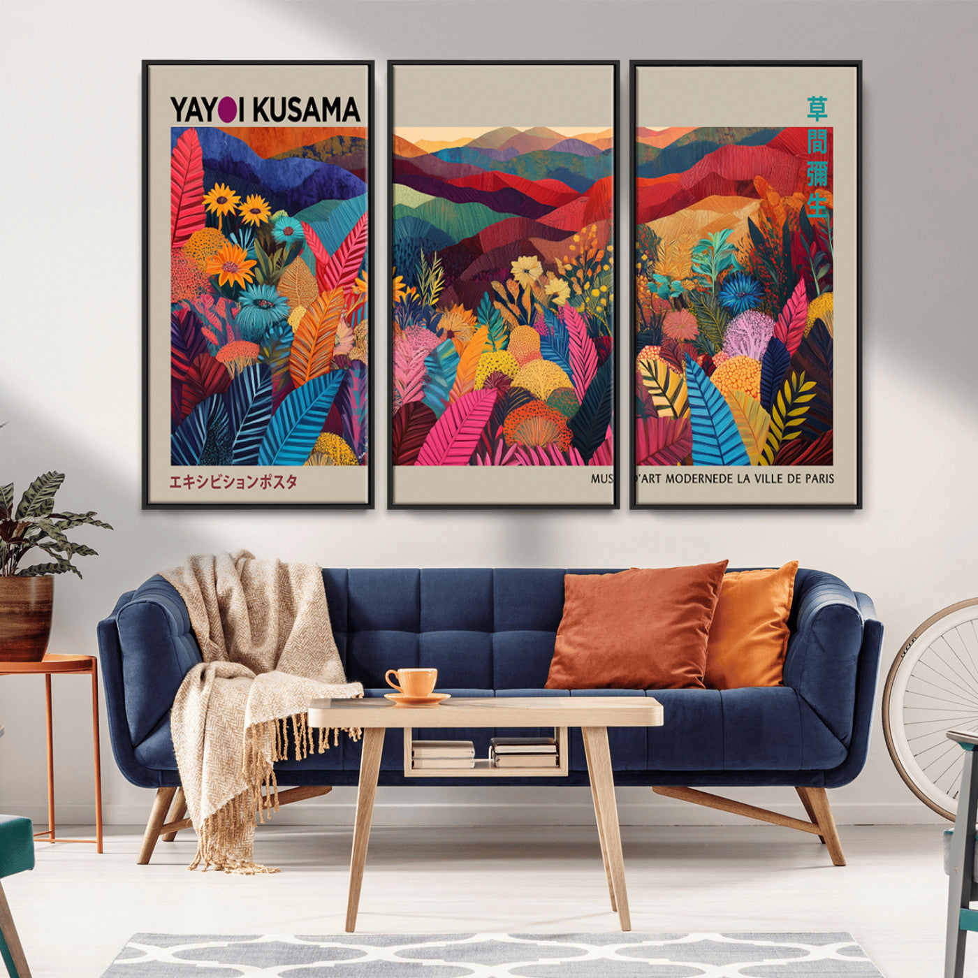-Yayoi Kusama Wall Art Canvas Print, Abstract Art, Large Yayoi Kusama Framed Print, Japanese Wabi