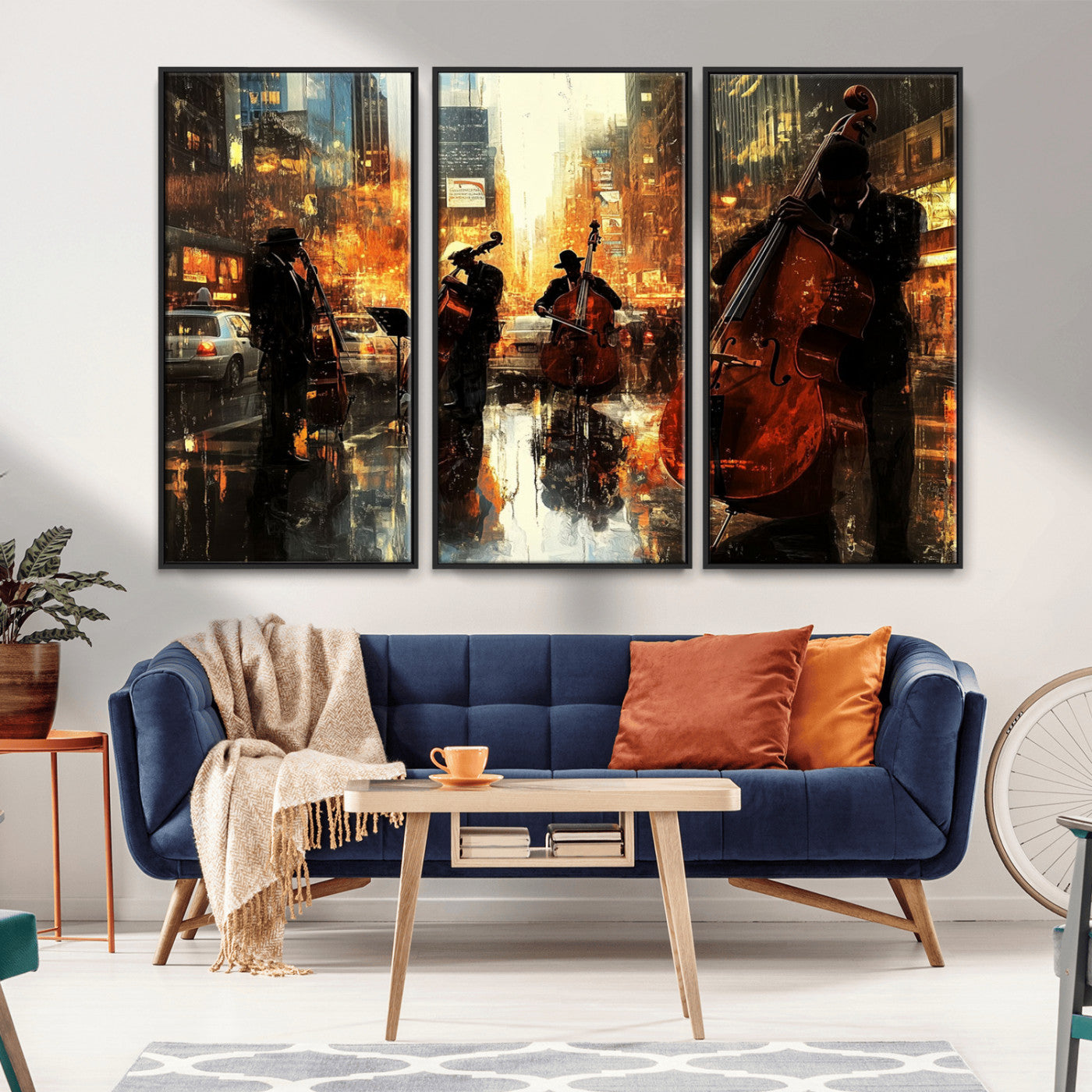 -African American Abstract Jazz Wall Art - Framed Abstract Music Canvas - Colorful Instrument Canvsa