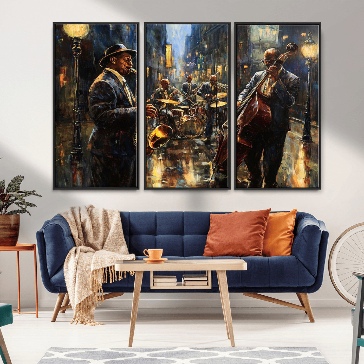 -Jazz Canvas Wall Art Print - Abstract African American Music Art - Framed Posters for Living Room or