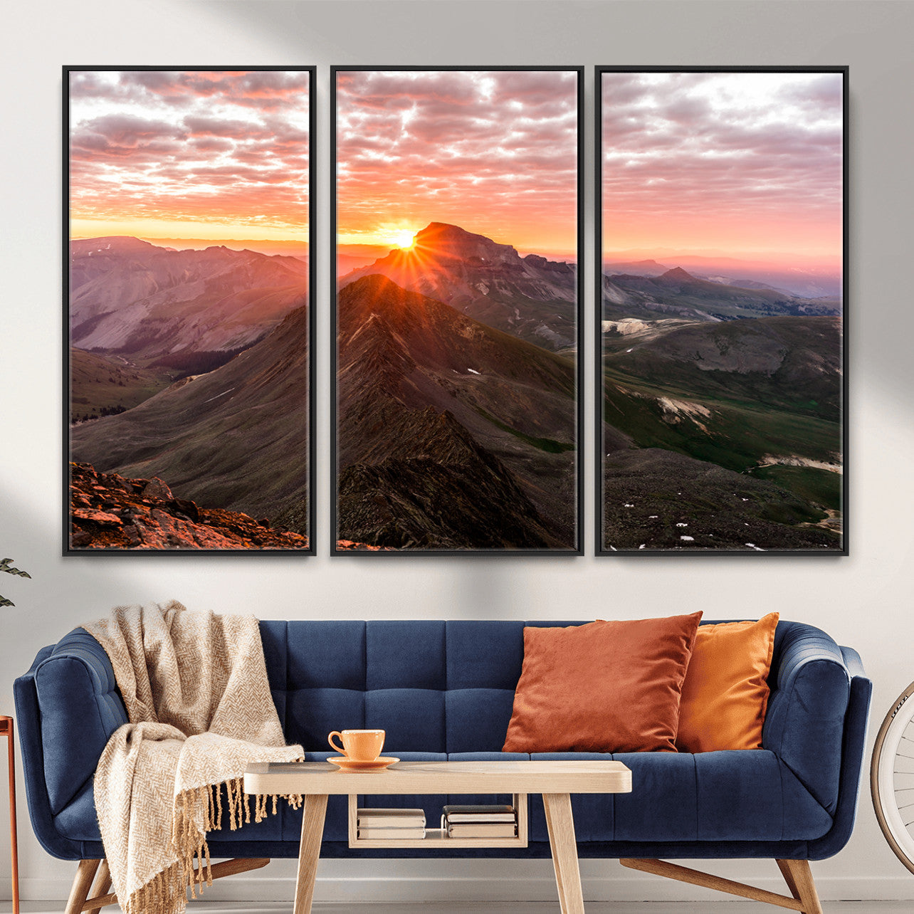 MGV-FC-48X32-3P - Majestic Sunrise Wall Art – Canvas Print of Rugged Mountain Peaks, Vibrant Sky, Serene Landscape, Nature Decor for Home or Office