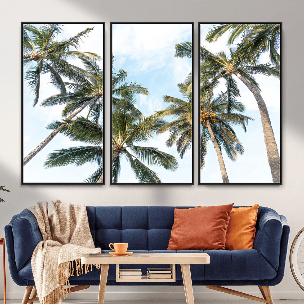 87247012-MGV-CV-36X24 - Tropical Palm Trees Wall Art – Sunlit Leaves & Blue Sky Canvas Print, Island Breeze and Vacation Vibes for Office or Home Decor