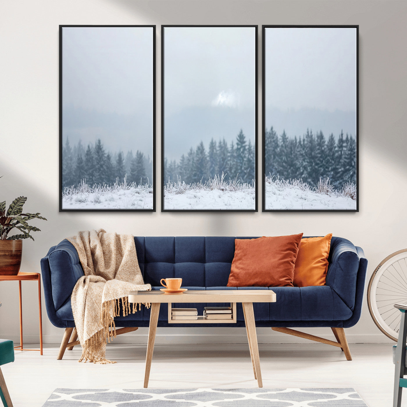 33033082-MGV-CV-36X24-Winter Forest Wall Art Canvas Print – Framed Snowy Landscape Art Picture Misty Tree Scene Artwork for Home Office