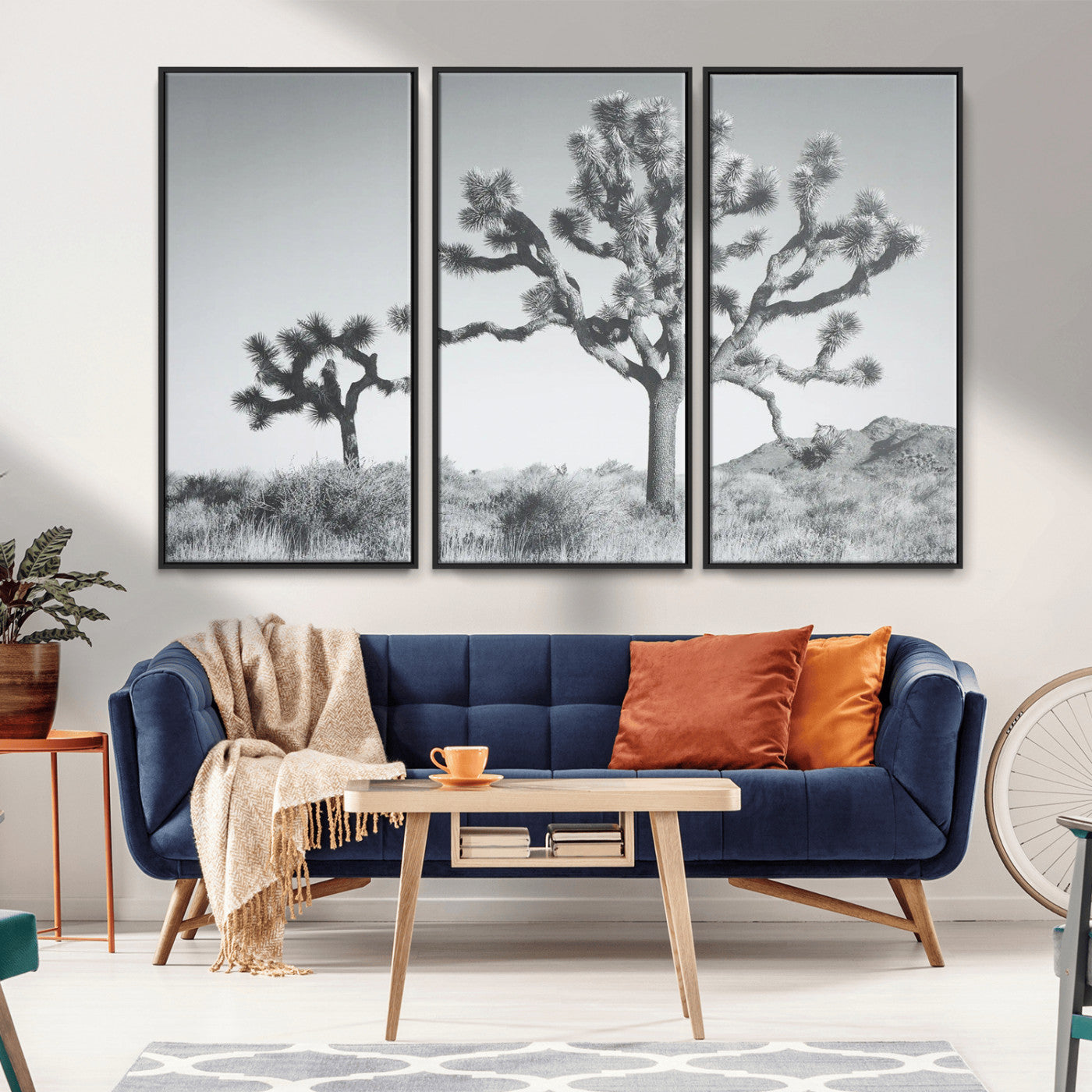 -Calm Earthy Aesthetic Wall Art Canvas Print, Framed Arid Terrain Decor Art Picture Print, Joshua Tree Perfect Rustic Minimalist Decor Artwork