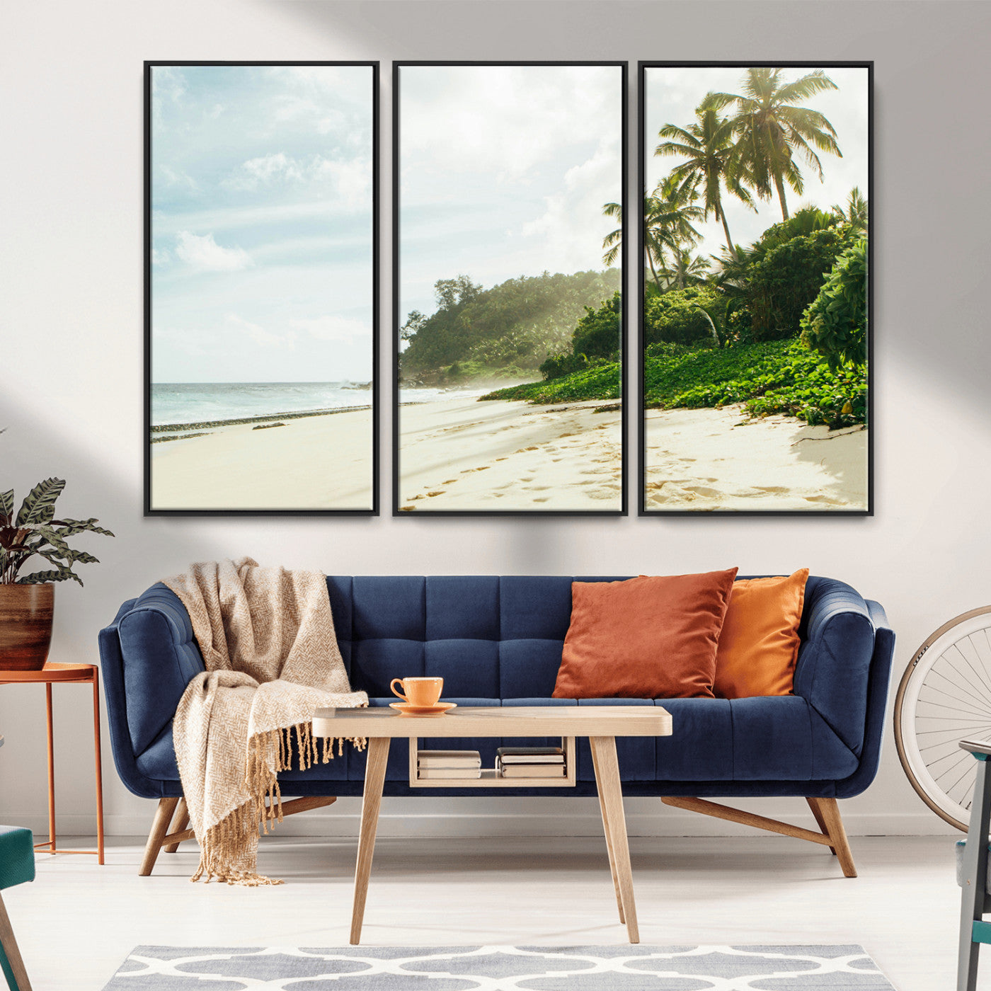 -Relaxing Beach Wall Art Canvas Print – Framed Ocean View Coastal Serenity Tropical Nature Scene Artwork for Home Office