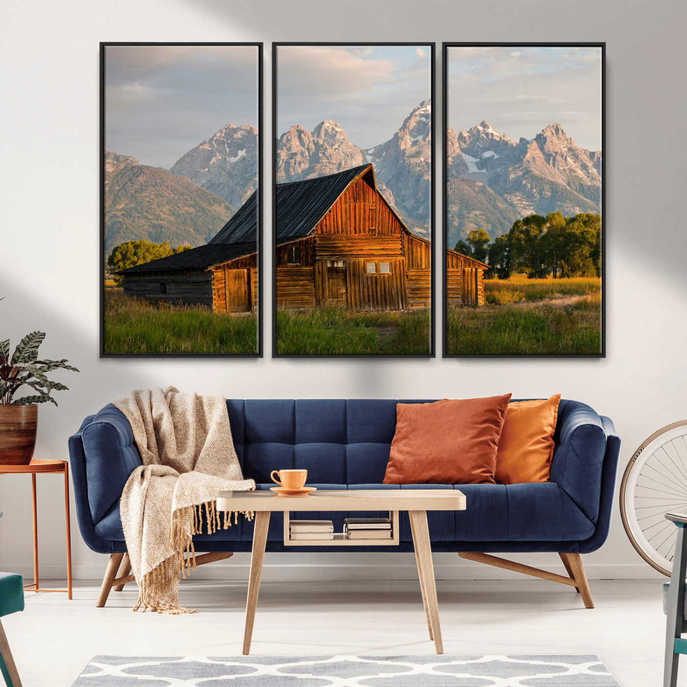 31771014-MGV-CV-36X24-Rustic Barn Wall Art Canvas Print – Framed Western Landscape Farmhouse Style Rustic Nature Scene Artwork for Home Office