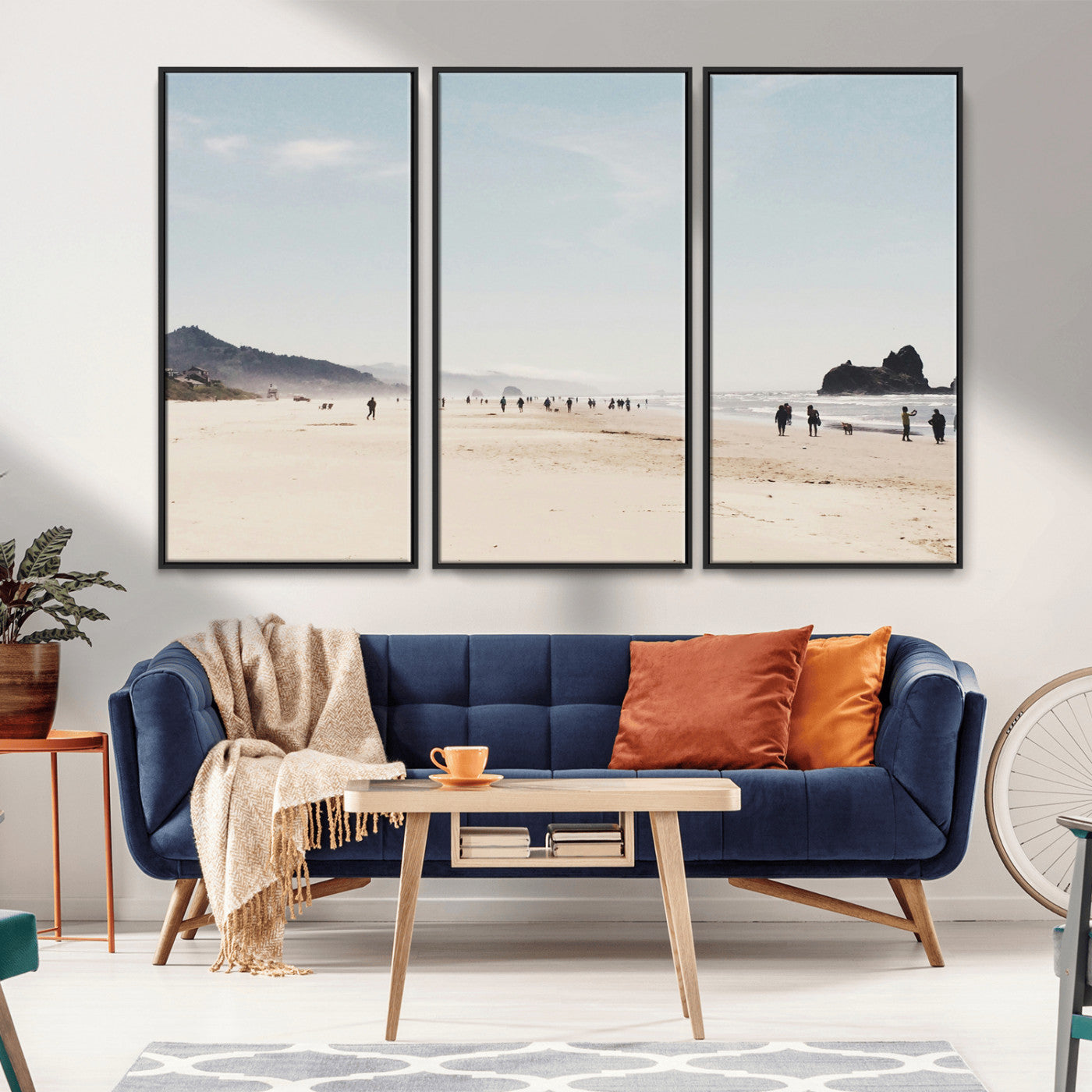 28307820-MGV-CV-36X24-Minimalist Beach Wall Art Canvas Print – Framed Coastal Serenity Soft Sand Nature Scene Artwork for Home Office