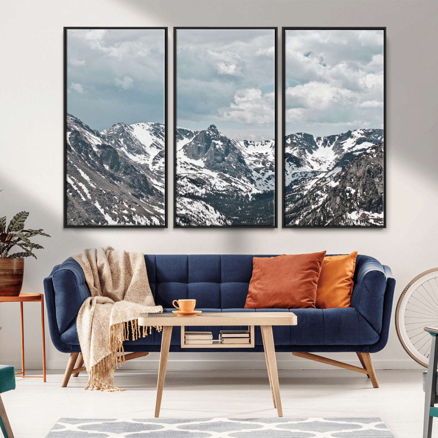 -Snowy Peaks Wall Art Canvas Print – Alpine Wilderness Mountain Escape Winter Serenity Artwork for Home, Office