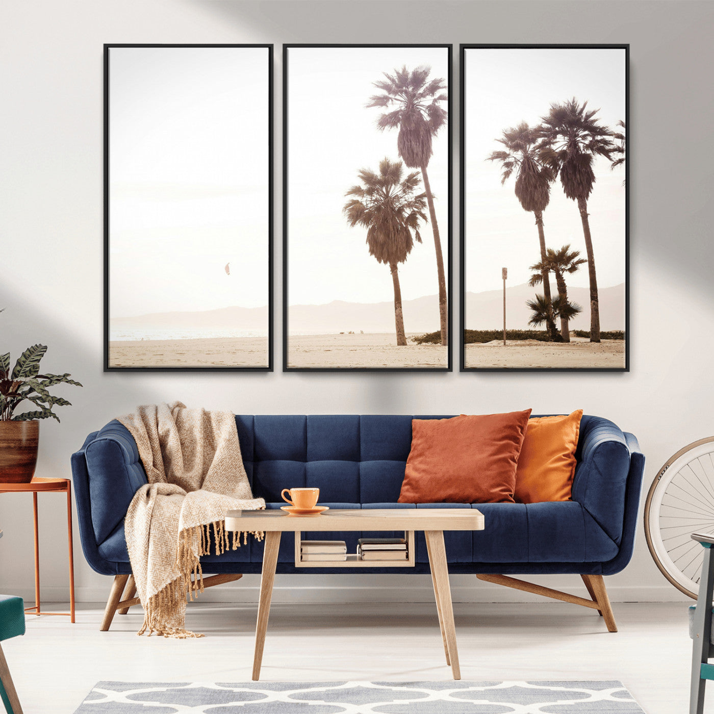 -Coastal Light Wall Art Canvas Print – Relaxing Shoreline Minimalist Ocean Tropical Serenity Artwork for Home, Office