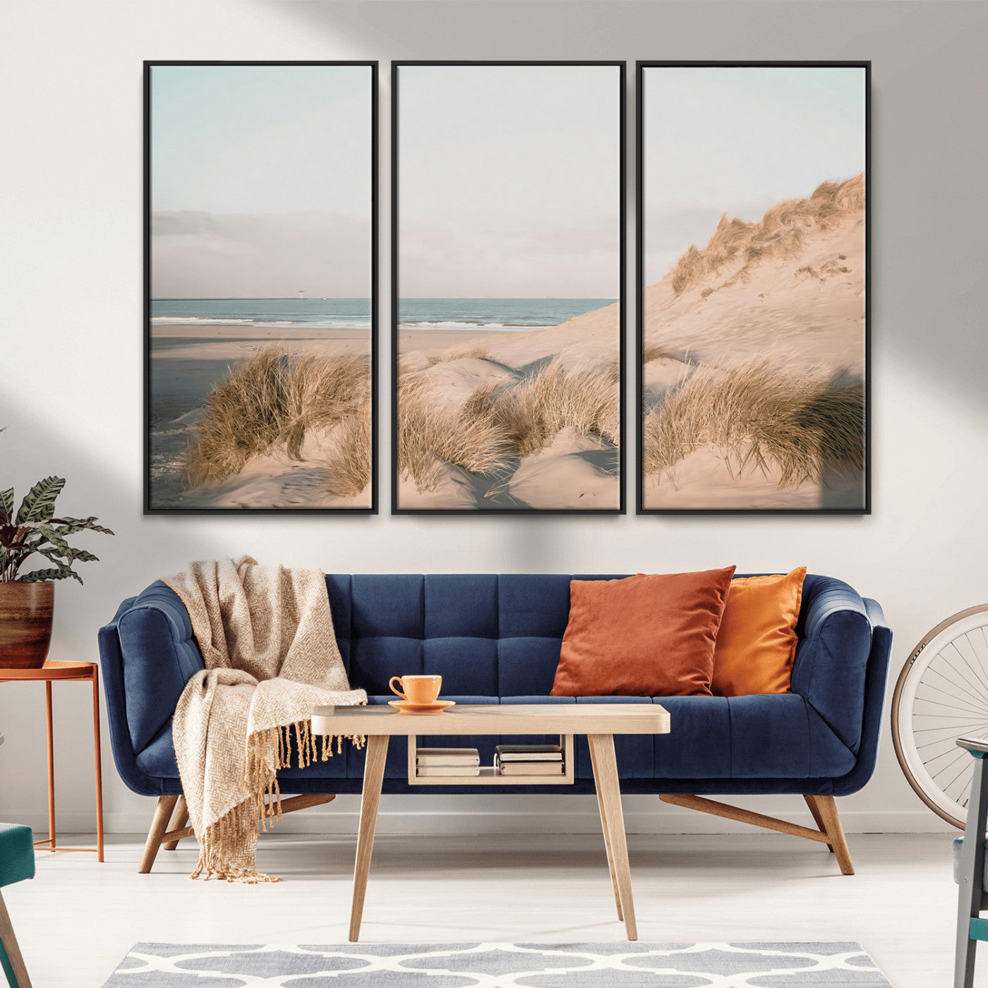 -Beach Landscape Wall Art Canvas Print – Framed Sand Dune Photography Minimalist Seascape Artwork for Home Office