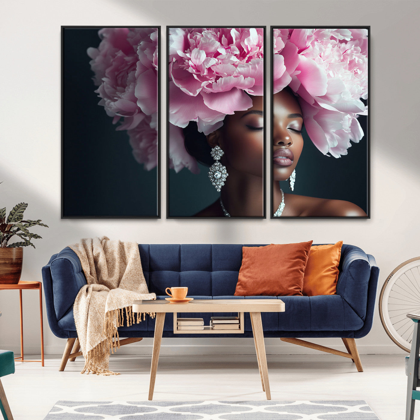 -Black Beauty Petal Crown Wall Art Canvas Print – Floral Petal Headpiece Elegant Design, Petal Inspired Artwork for Home, Office