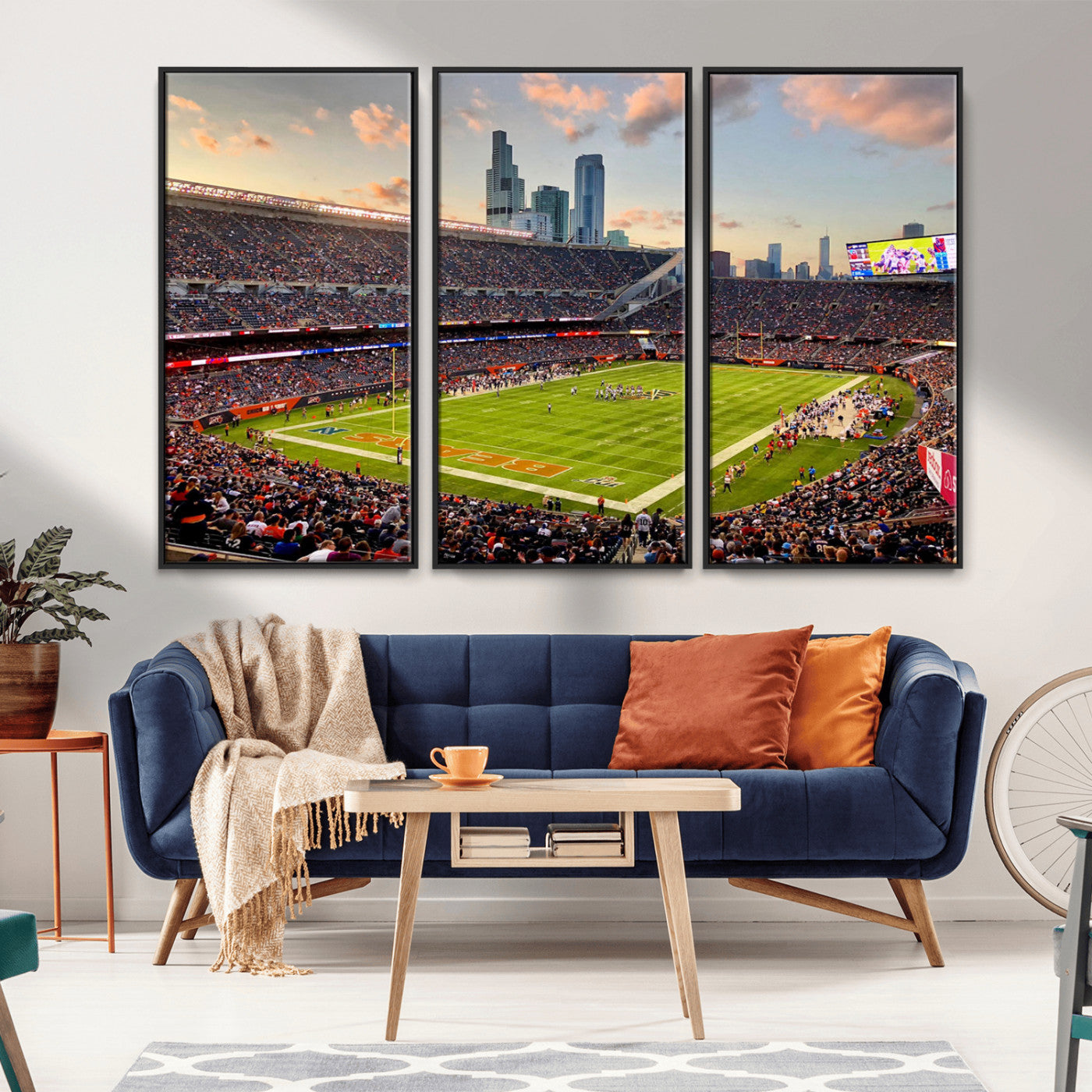 -Chicago Bears Soldiers Field Wall Art Canvas Print – Framed Football Stadium Artwork for Home, Office, Living Room