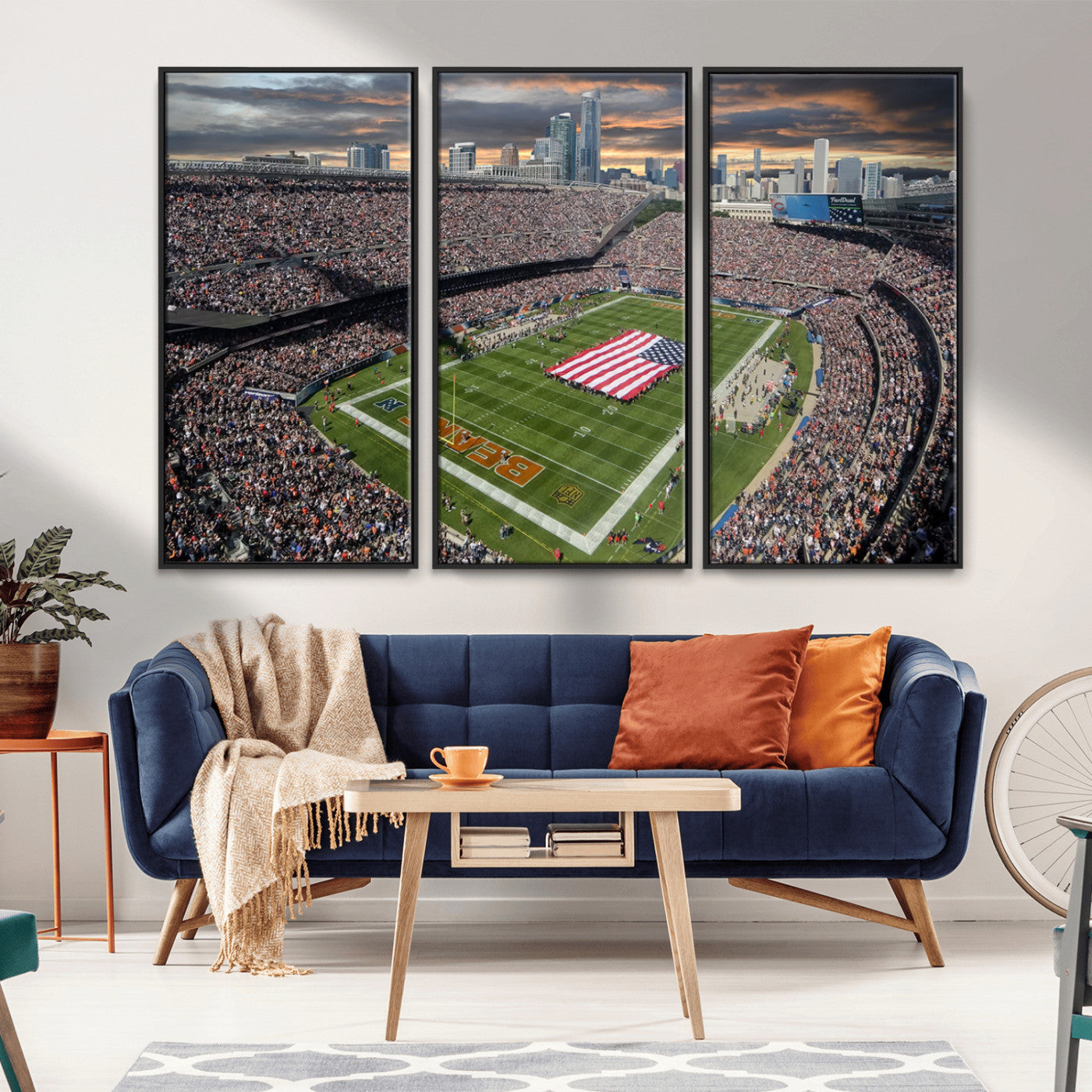 -Chicago Bears Soldiers Field Wall Art Canvas Print – Framed Football Stadium Artwork for Home, Office, Living Room