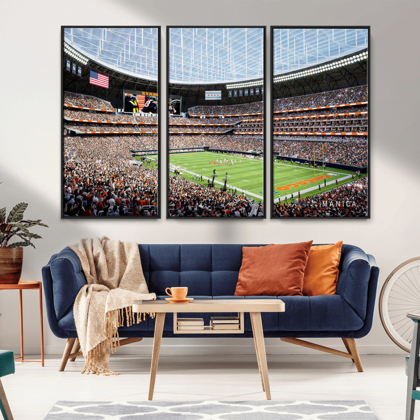 32530647-MGV-FC-48X32-3P_Black-Chicago Bears Soldiers Field Wall Art Canvas Print – Framed Football Stadium Artwork for Home, Office, Living Room