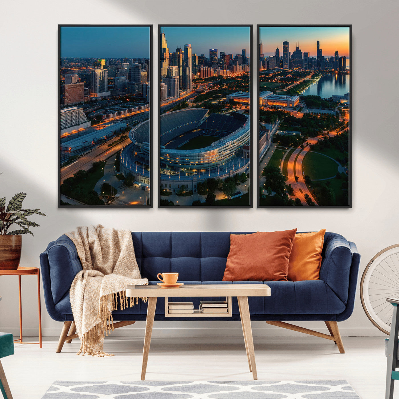 -Chicago Bears Soldiers Field Wall Art Canvas Print – Framed Football Stadium Artwork for Home, Office, Living Room