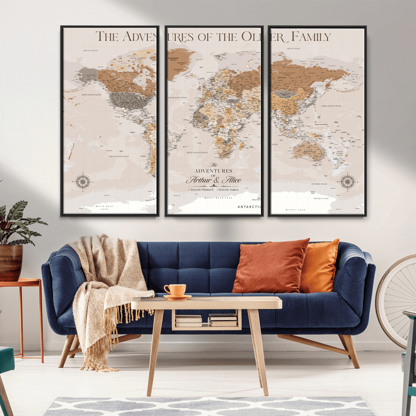 43101120-MGV-FC-48X32-3P_Black-Personalized Push Pin World Map Canvas – Custom Framed Travel Tracker Wall Art, Large Adventure Map with Pins for Home, Office