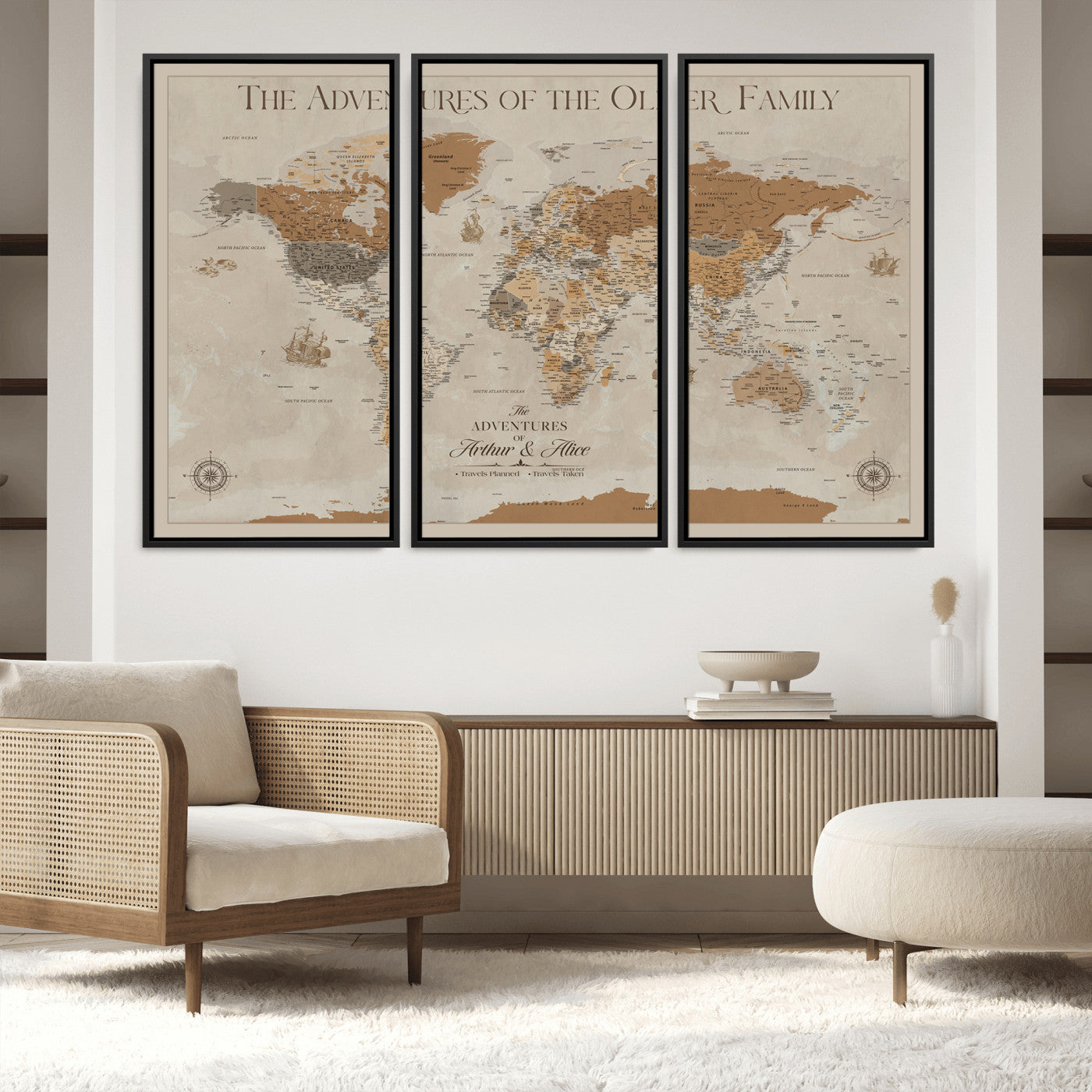 -Personalized Push Pin World Map Canvas – Custom Framed Travel Tracker Wall Art, Large Adventure Map with Pins for Home, Office