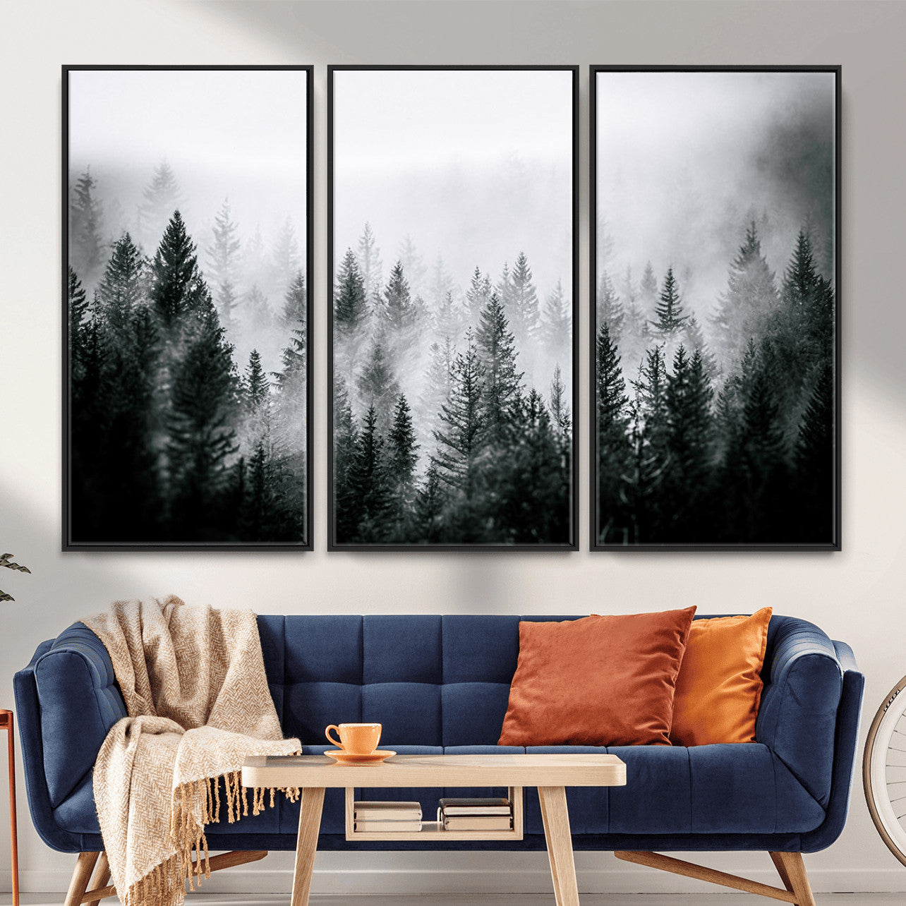 87750525-MGV-CV-36X24 - Foggy Forest Wall Art Canvas Print – Mountain Woodland Landscape Photography for Minimal Nature Home Decor