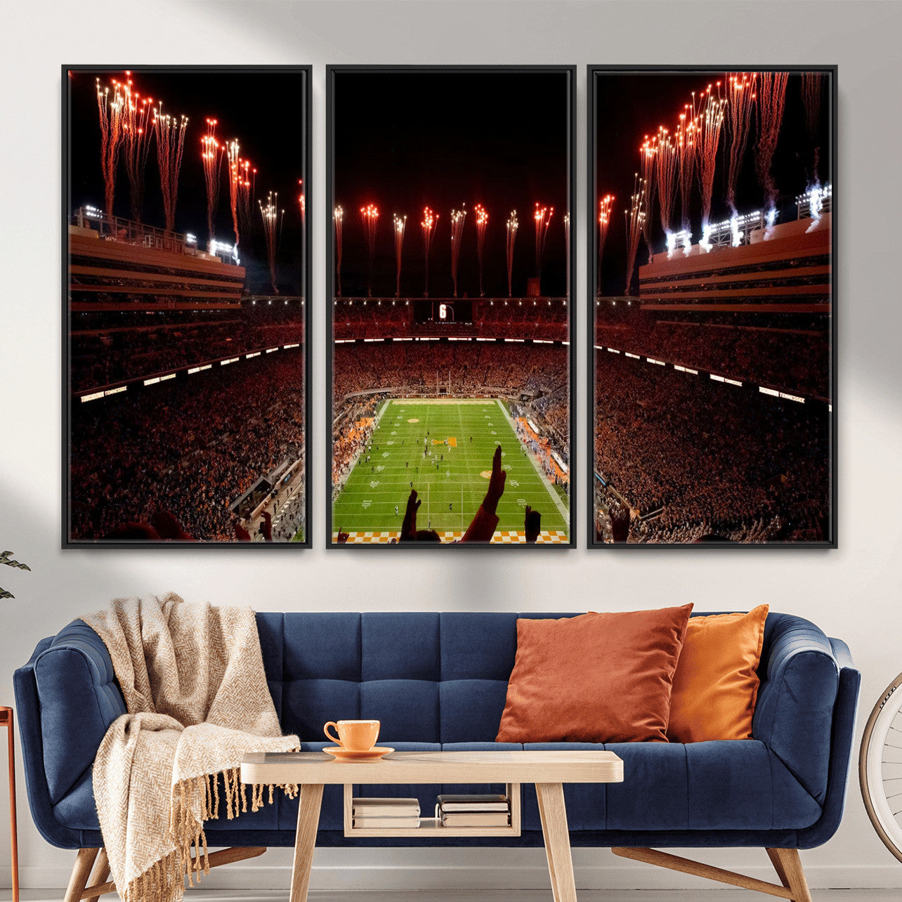 73358115-MGV-FC-48X32-3P - Tennessee Neyland Stadium Wall Art, Sports Arena Canvas Print, Panoramic Stadium Canvas Artwork for Home, Office