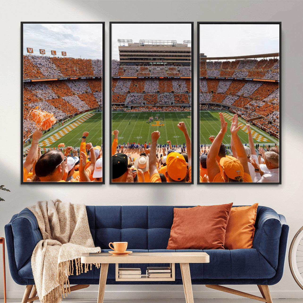 76011417-MGV-FC-48X32-3P - Tennessee Neyland Stadium Wall Art, Sports Arena Canvas Print, Panoramic Stadium Artwork for Home, Office