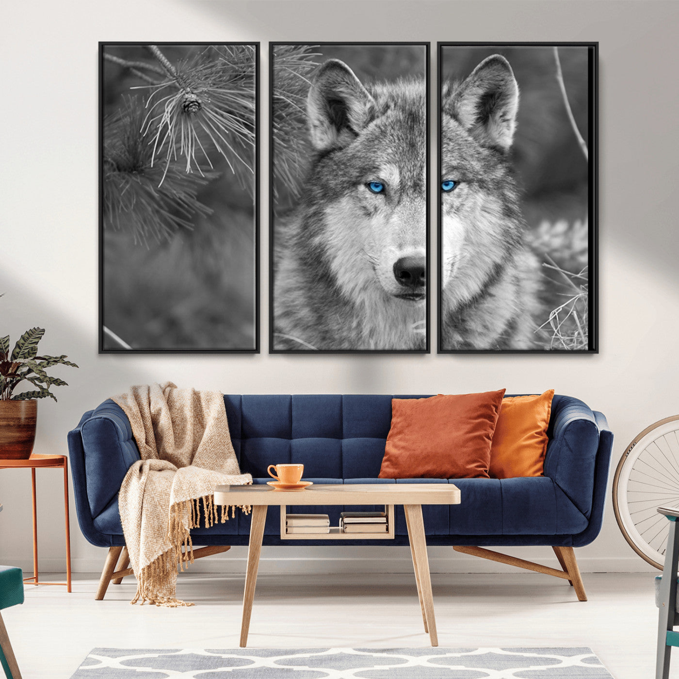 -Wild Wolf Blue Eye Wall Art Canvas Print