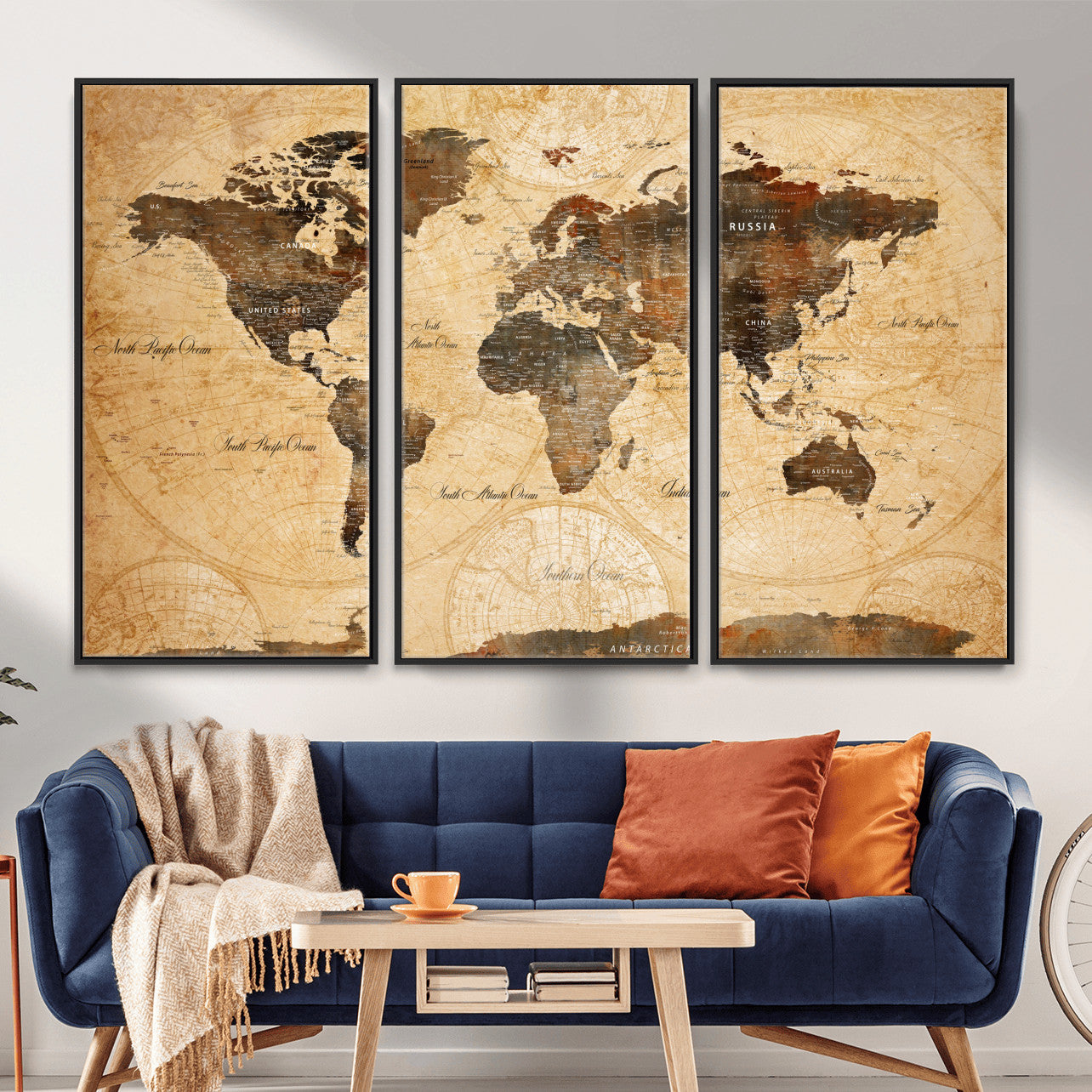 14542905-MGV-FC-48X32-3P - Push Pin World Map Canvas Print – Travel Tracker Wall Art for Couples, Perfect Anniversary Gift for Home or Office Decor