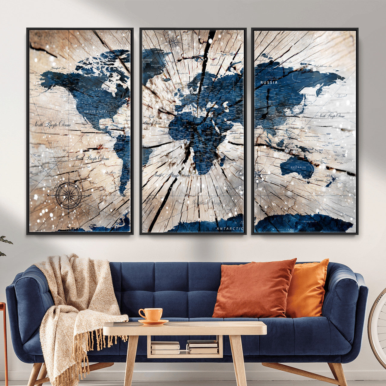 19478704-MGV-CV-36X24 - World Map Wall Art Canvas Print, Modern Decorative Framed Map Artwork Prints for Living Room, Office, Bedroom Wall Decor