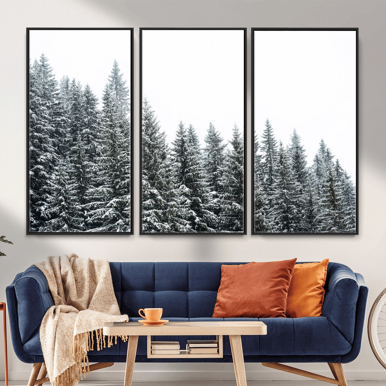 69566941-MGV-CV-36X24 - Misty Mountain Forest Canvas Print, Foggy Pine Trees Nature Wall Art, Framed Canvas Ready to Hang