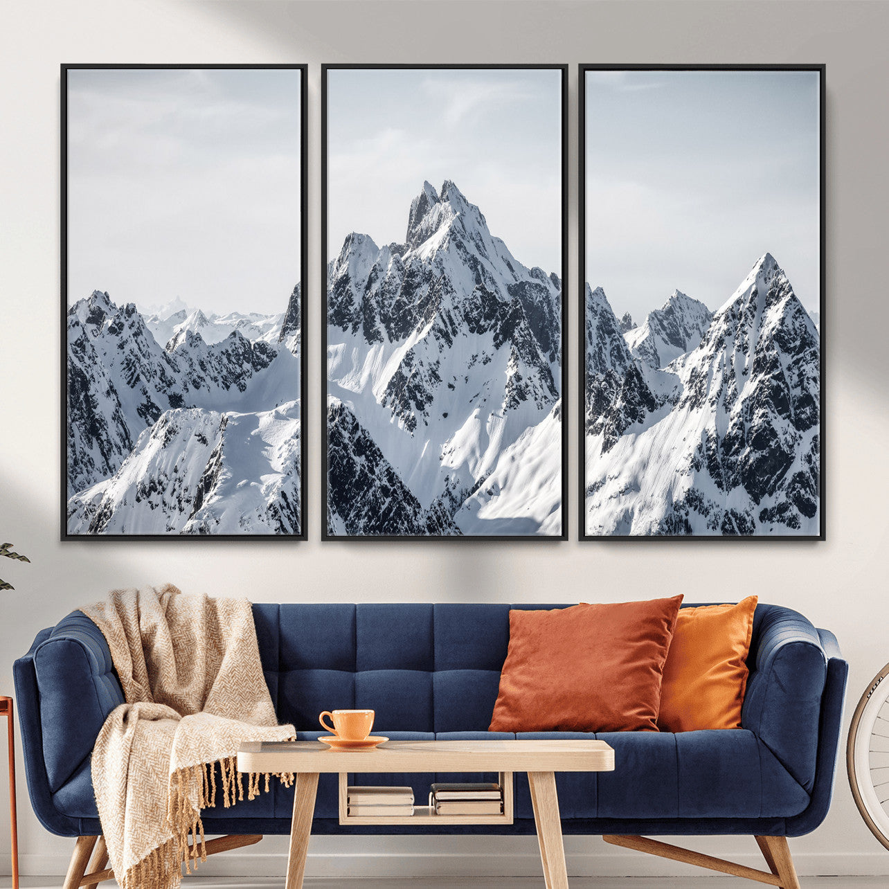 33126265-MGV-CV-36X24 - Snowy Mountain Range Canvas Print, Alpine Peaks Landscape Wall Art, Framed Canvas Ready to Hang