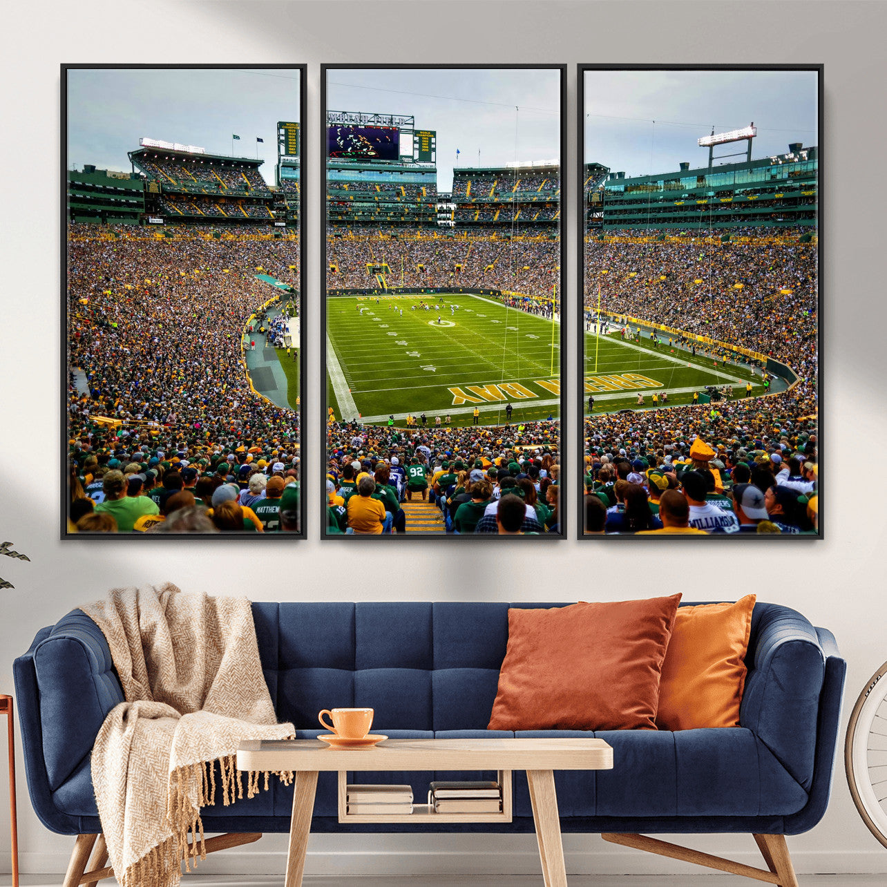 56521752-MGV-CV-36X24 - Green Bay Packers Stadium Wall Art Canvas Print, Lambeau Field Football Stadium Artwork, Framed Wall Art Ready to Hang