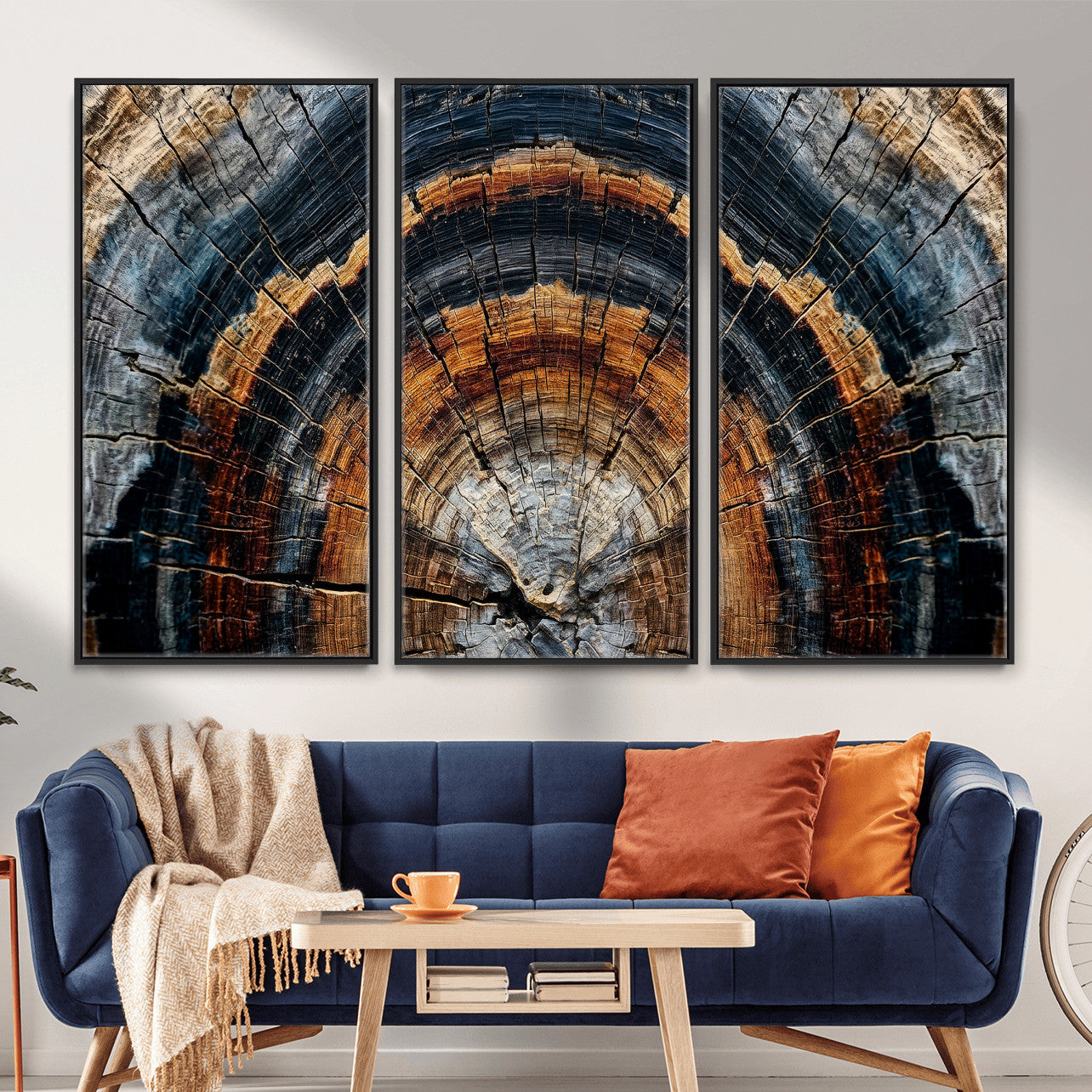 92693966A-MGV-CV-36X24 - Abstract Wood Grain Canvas Print, Tree Ring Pattern Wall Art, Framed Canvas Ready to Hang