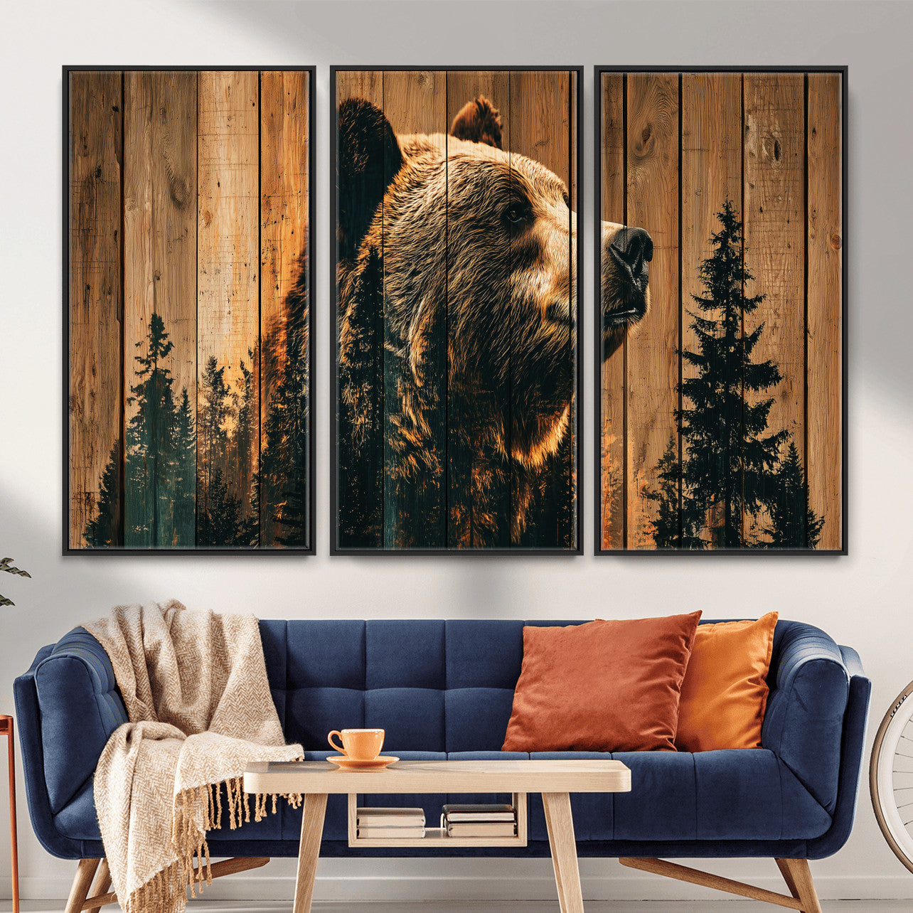31552198-MGV-CV-36X24 - Rustic Bear Wall Art Canvas Print – Woodland Wildlife Artwork Print for Cabin, Lodge, and Farmhouse Home Decor