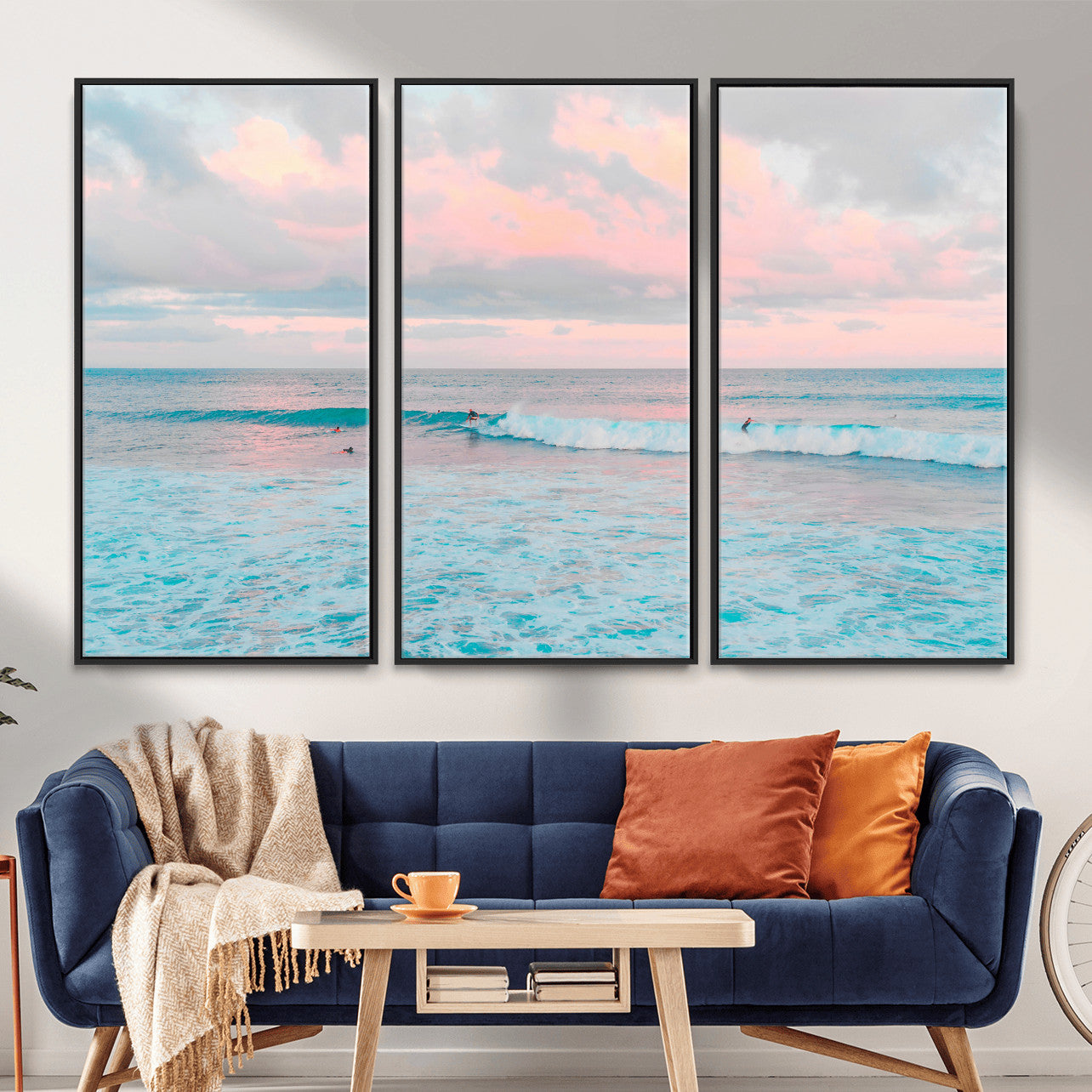 73216461-MGV-CV-36X24 - Ocean Wave Wall Art Canvas Print, Pastel Surf Seascape Photography, Coastal Beach Wall Decor
