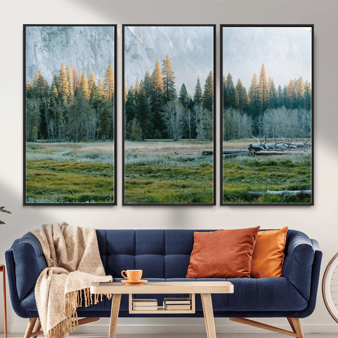 95548744-MGV-CV-36X24 - Forest Meadow Wall Art Canvas Print, Pine Tree Landscape Nature Artwork, Mountain Valley Scenic Photography, Calm Wilderness Wall Decor