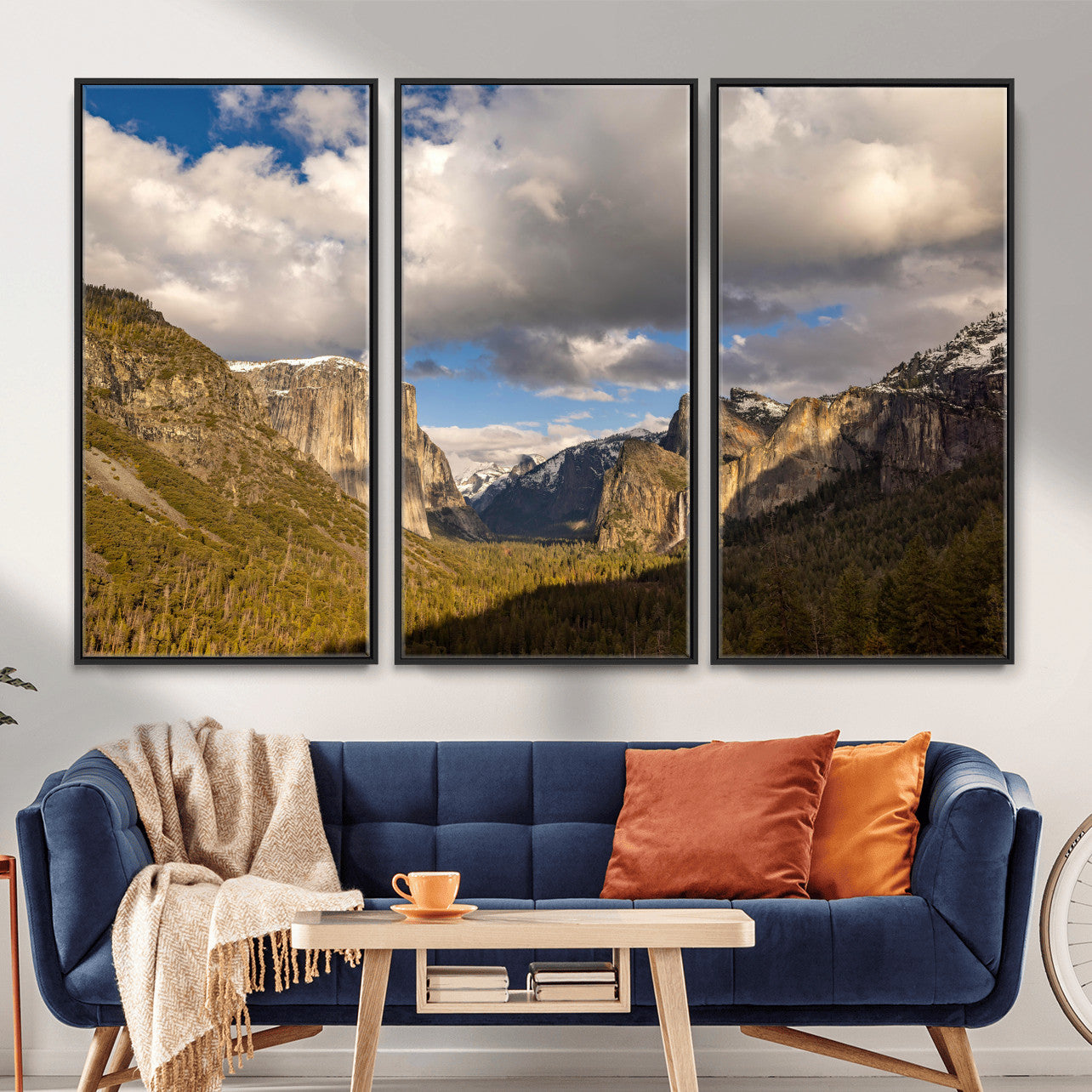 51451302-MGV-CV-36X24 - Yosemite Valley Mountain Landscape Wall Art Canvas Print, Granite Cliff Forest Valley Canvas Print, California National Park Scenic Art Printing