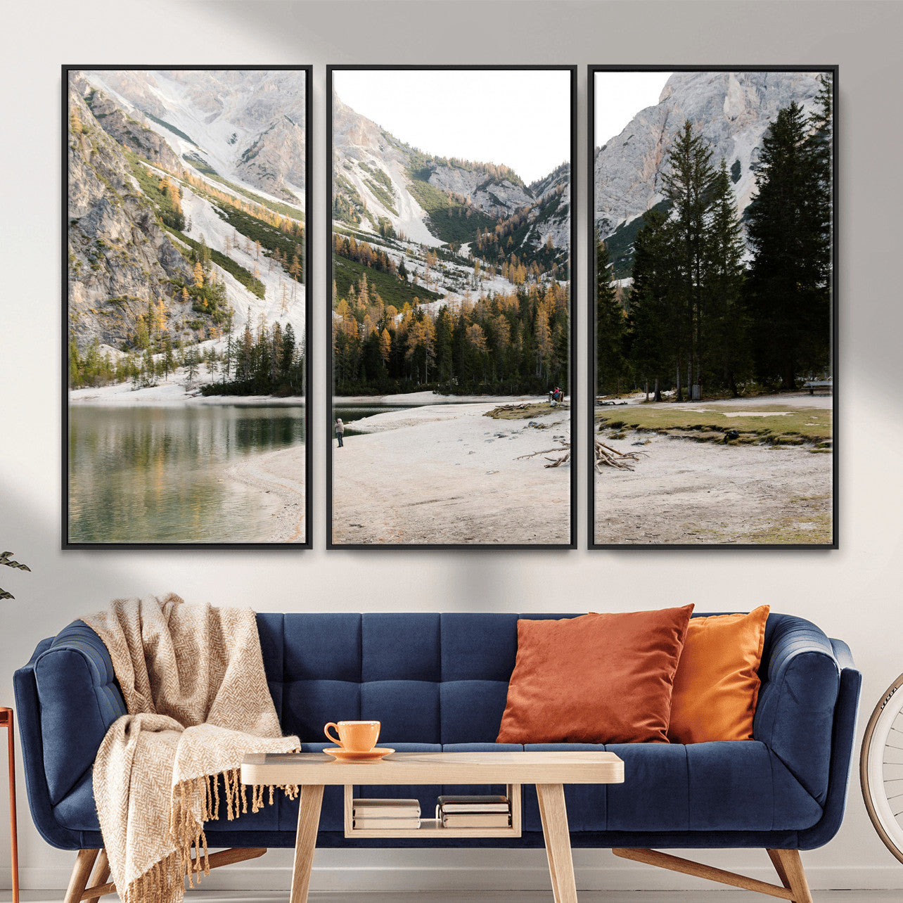 89246758-MGV-CV-36X24 - Lake Braies Alpine Landscape Wall Art Canvas Print, Dolomites Mountain Lake Forest Canvas Print, Italian Alps Scenic Nature Art Printing