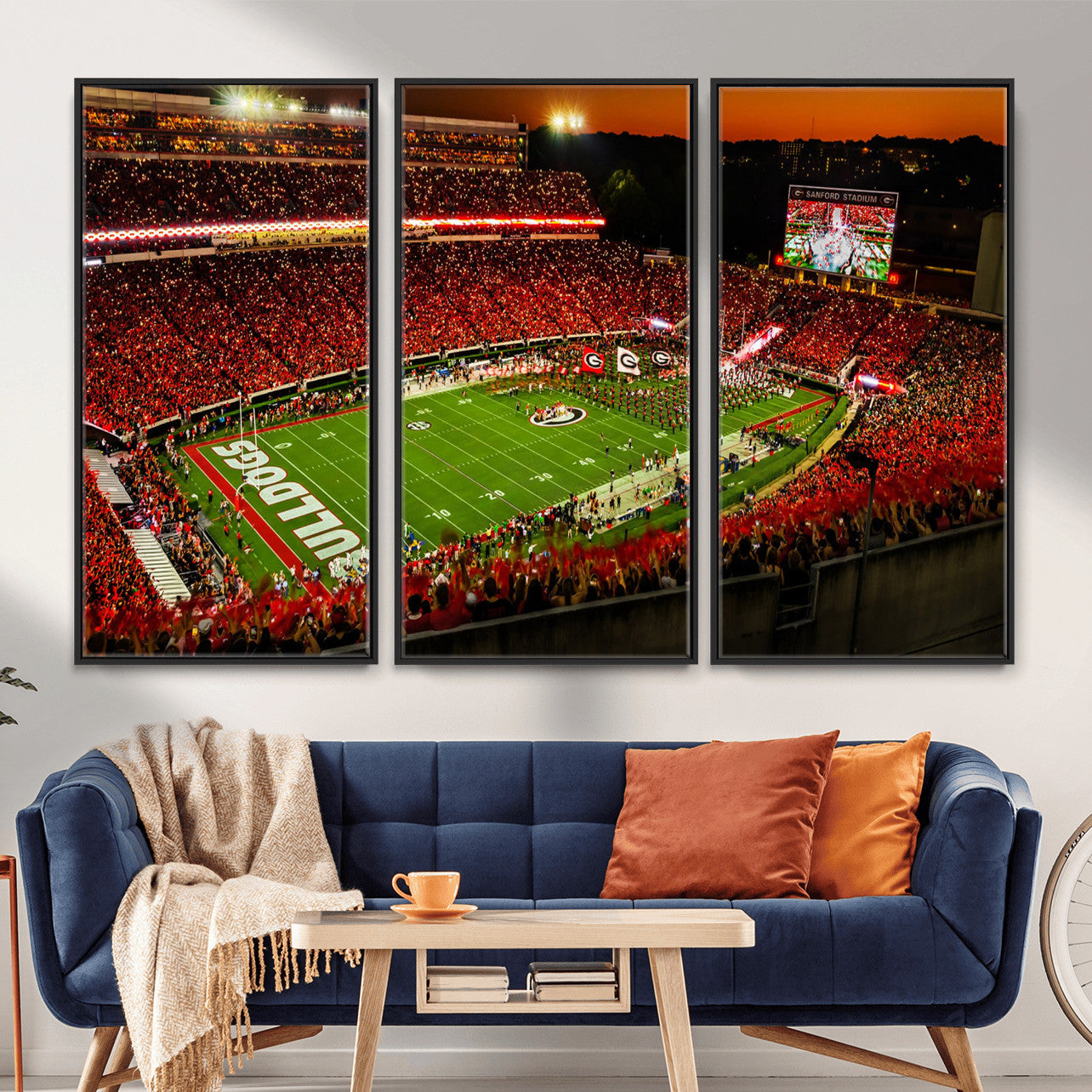 48894104-MGV-CV-36X24 - Georgia Bulldogs Stadium Wall Art Canvas Print, Sanford Stadium Night Game Panorama, College Football Crowd Wall Decor