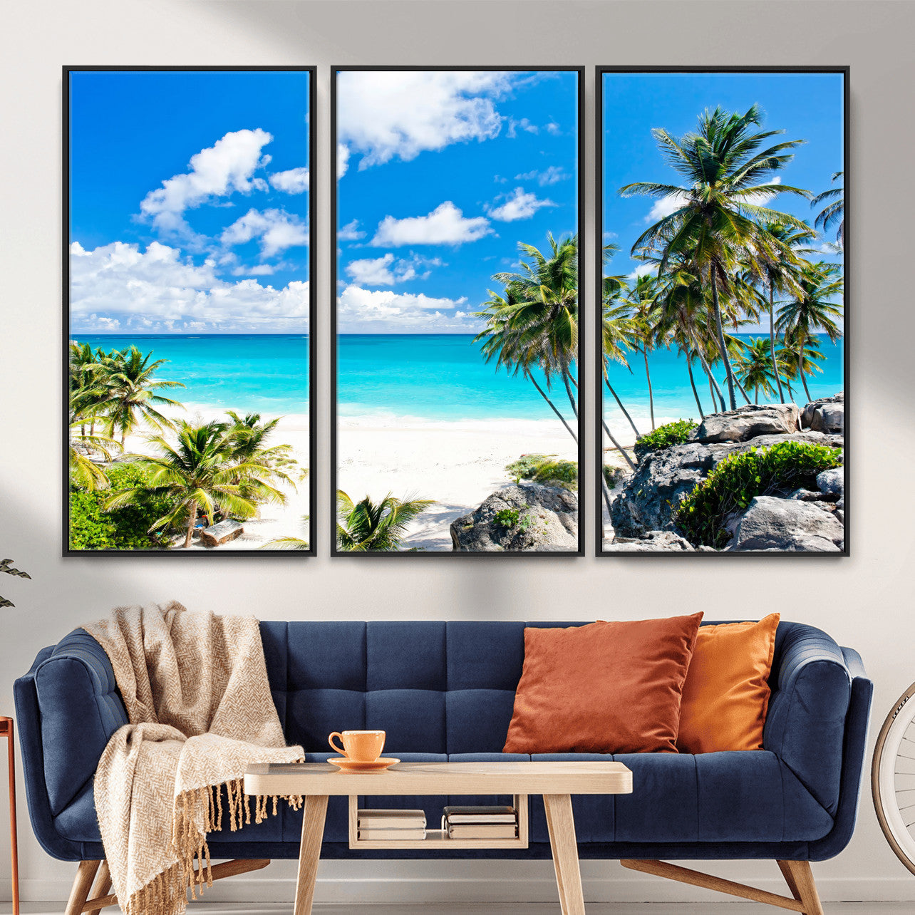 51097197-MGV-CV-36X24 - Tropical Beach Wall Art Canvas Print, Palm Tree Ocean Landscape Photography, Caribbean Coastal Artwork