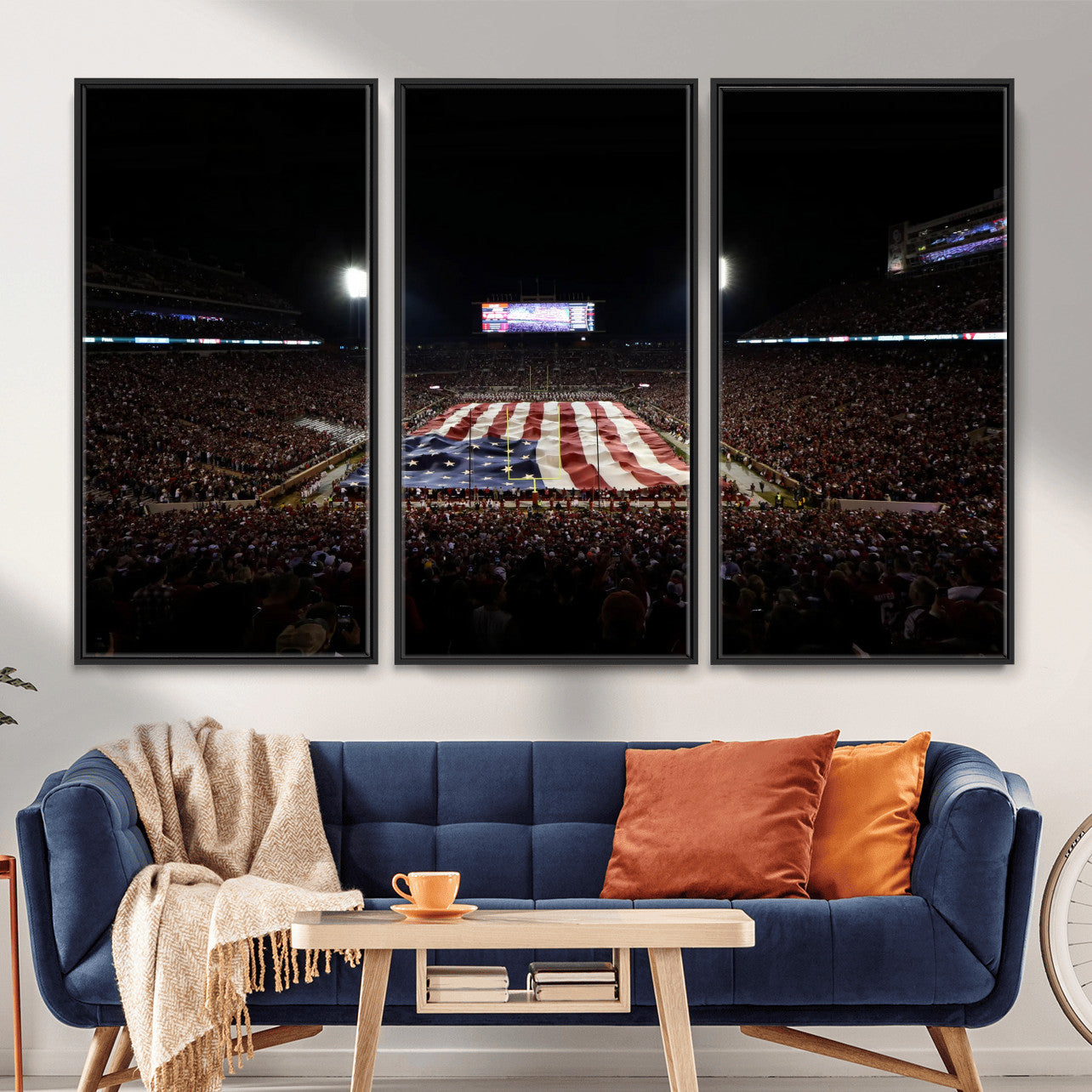 98418189-MGV-CV-36X24 - Oklahoma Memorial Stadium Wall Art Canvas Print – Oklahoma Sooners Football Artwork for Home, Office, and Sports Room Decor