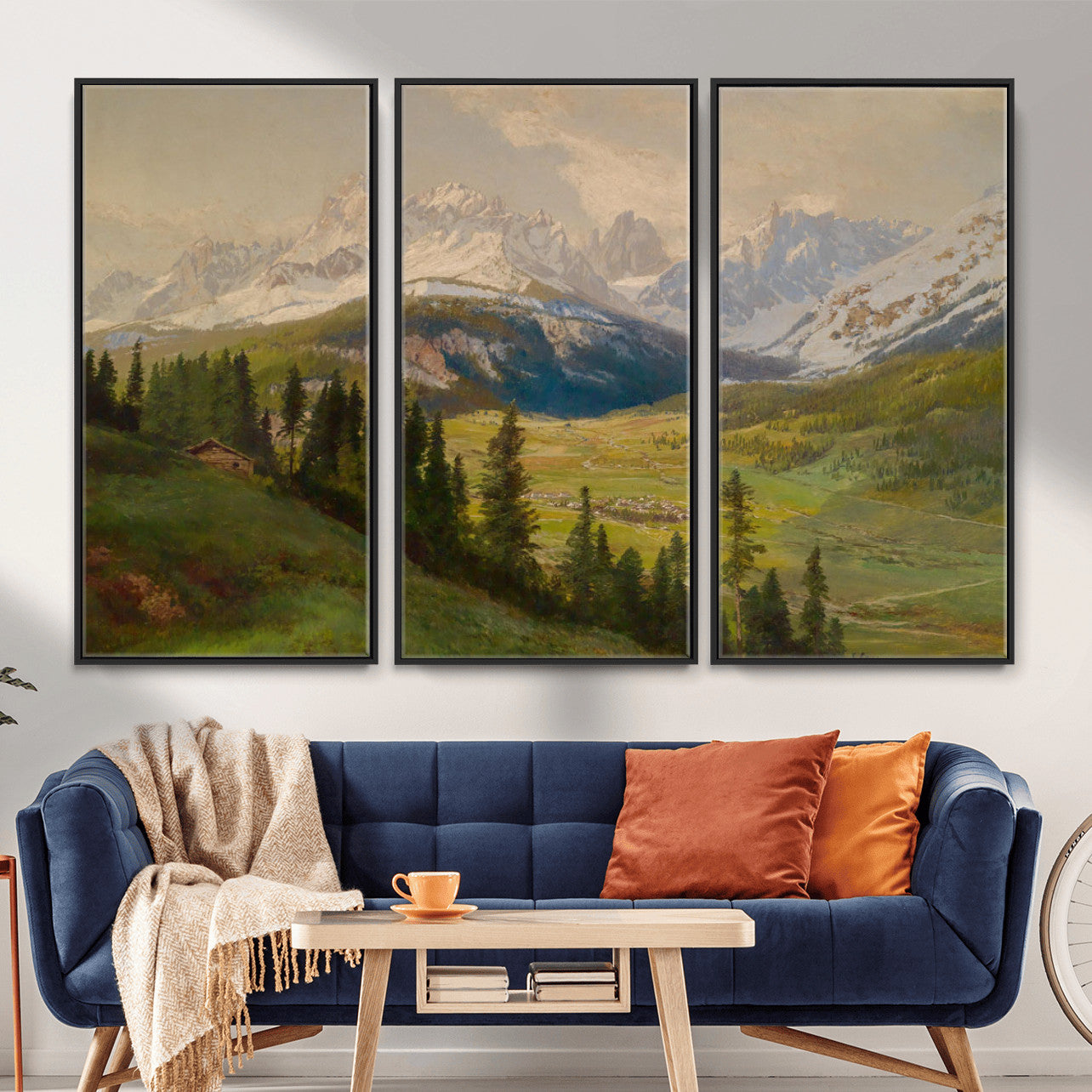 60864994-MGV-CV-36X24 - Konrad Petrides View From Mount Helm Wall Art Canvas Print - Watercolor Sexten and the Sextener Sonnenuhr Art Canvas Print