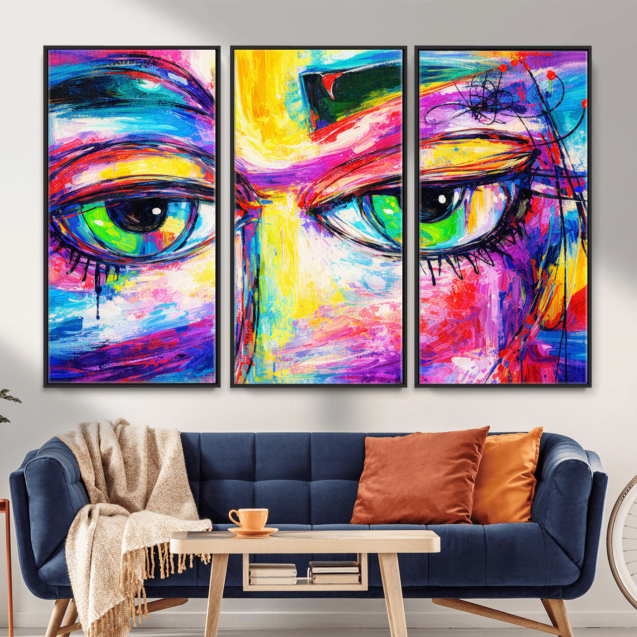 99390655-MGV-CV-36X24 - Colorful Abstract Face Wall Art Canvas Print – Modern Pop Art Portrait Artwork for Contemporary Living Room Decor