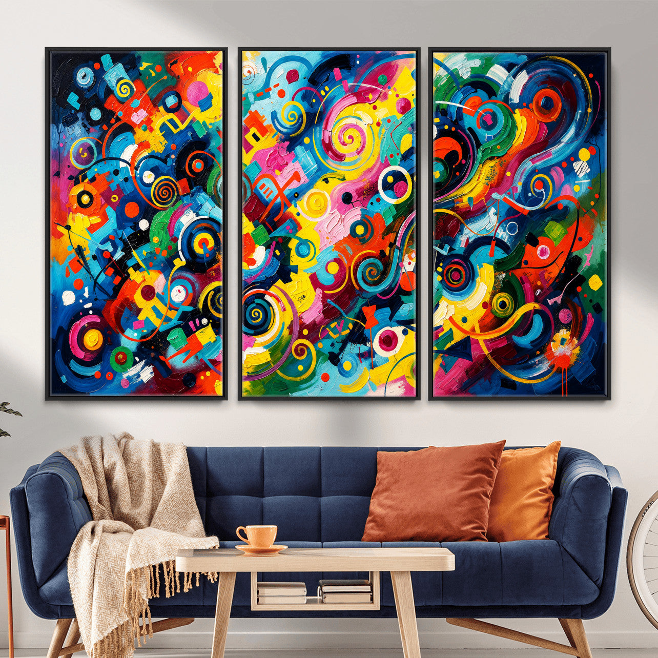 4712069R1-MGV-CV-36X24 - Geometric Abstract Wall Art Canvas Print, Bold Color Abstract Expressionist Painting Print, Modern Geometric Abstract Canvas Art