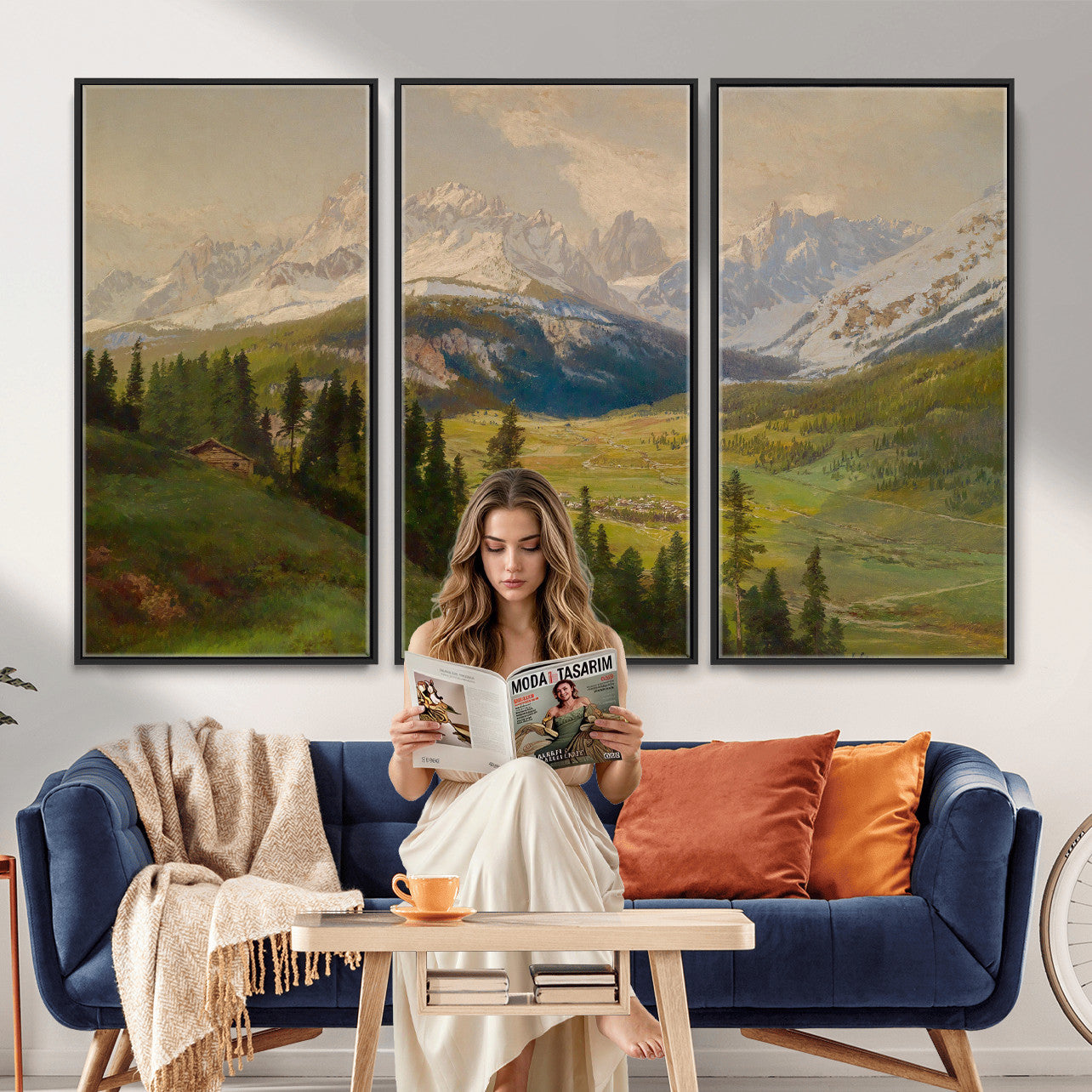 23120262-MGV-CV-36X24 - Konrad Petrides View from Mount Helm Canvas — Austrian Alpine Oil Painting Print | Tyrol Dolomites Mountain Wall Art | Vintage Landscape Gift