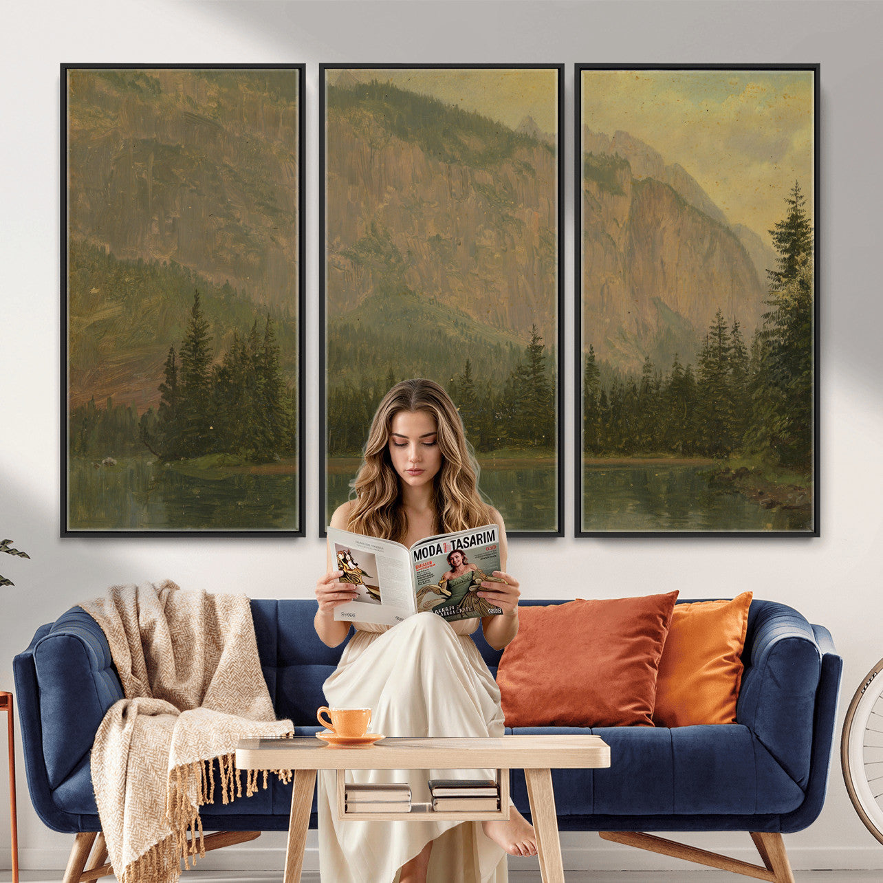 76844524-MGV-CV-36X24 - Frederic Edwin Church Hintersee Canvas Print, Hudson River School Mountain Lake Painting 1868, American Romantic Landscape, Vintage Nature Wall Art