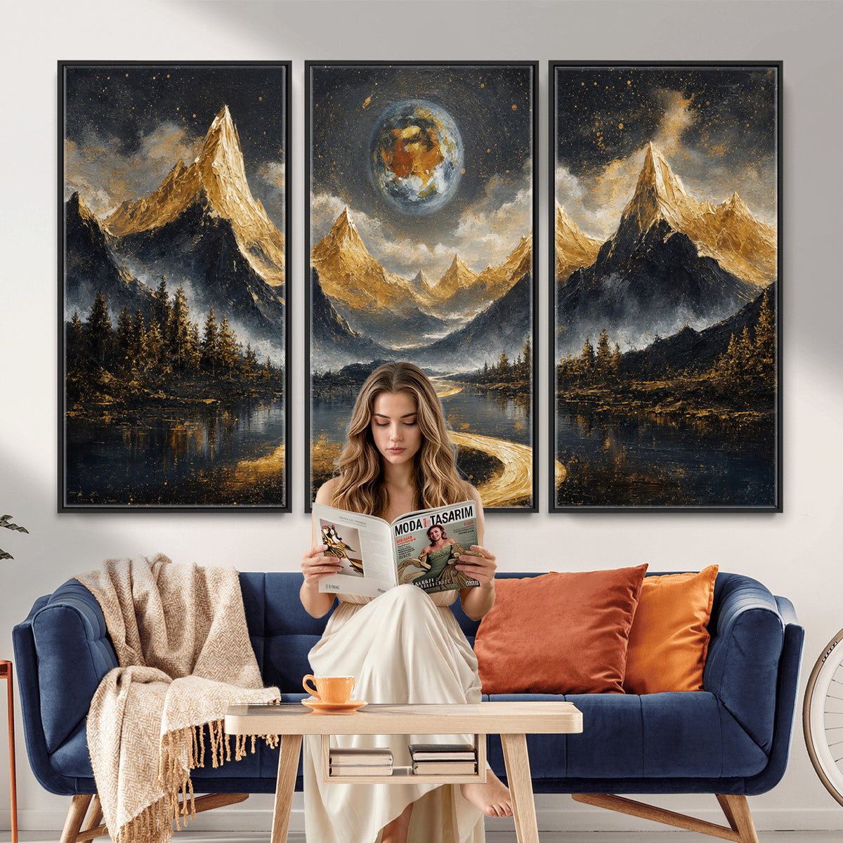 34202127-MGV-CV-36X24 - Abstract Mountain Wall Art Canvas Print Modern Landscape Painting Print
