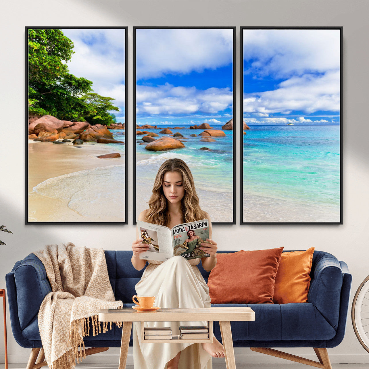 81980382-MGV-CV-36X24 - Seychelles Beach Canvas Wall Art - Anse Intendance Turquoise Ocean Print