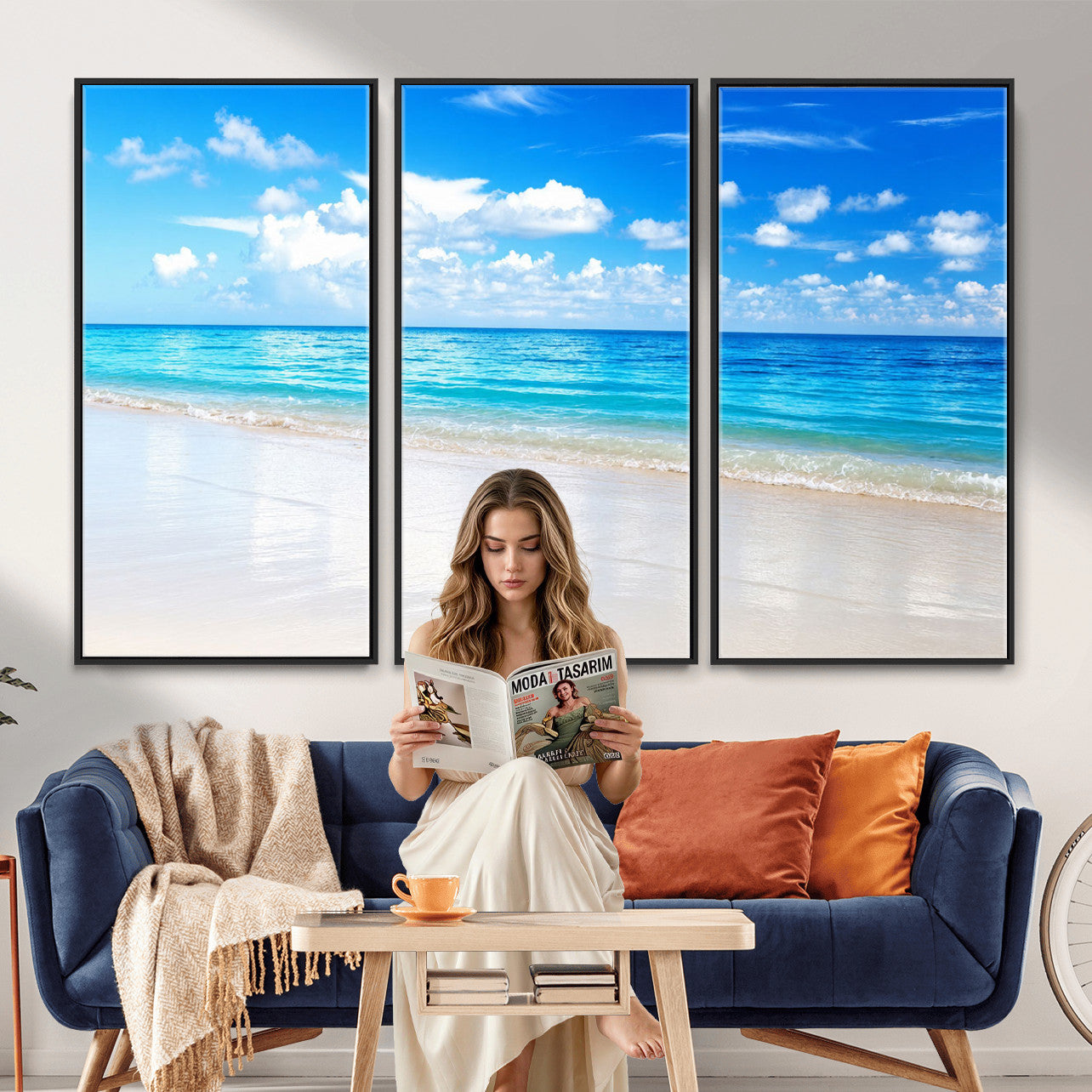 67491909-MGV-CV-36X24 - Tropical Beach Ocean Wall Art Canvas Print for Home Decor