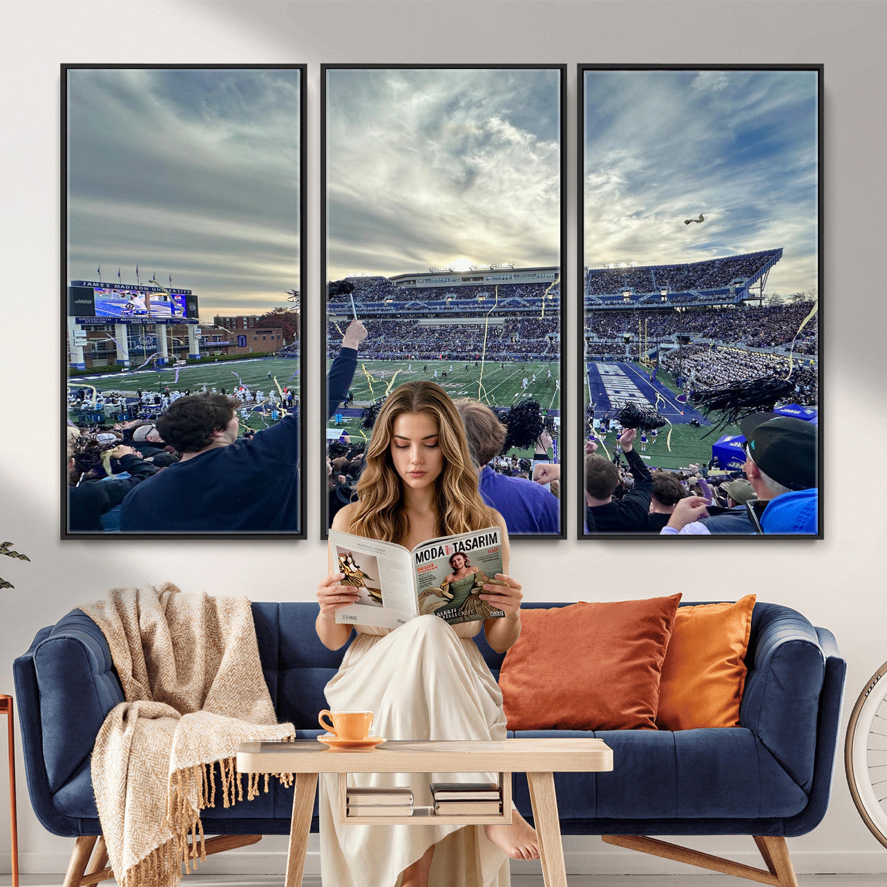 400867JMU-MGV-CV-36X24 - JMU Stadium Wall Art Canvas Print for Game Room Decor - James Madison University Stadium